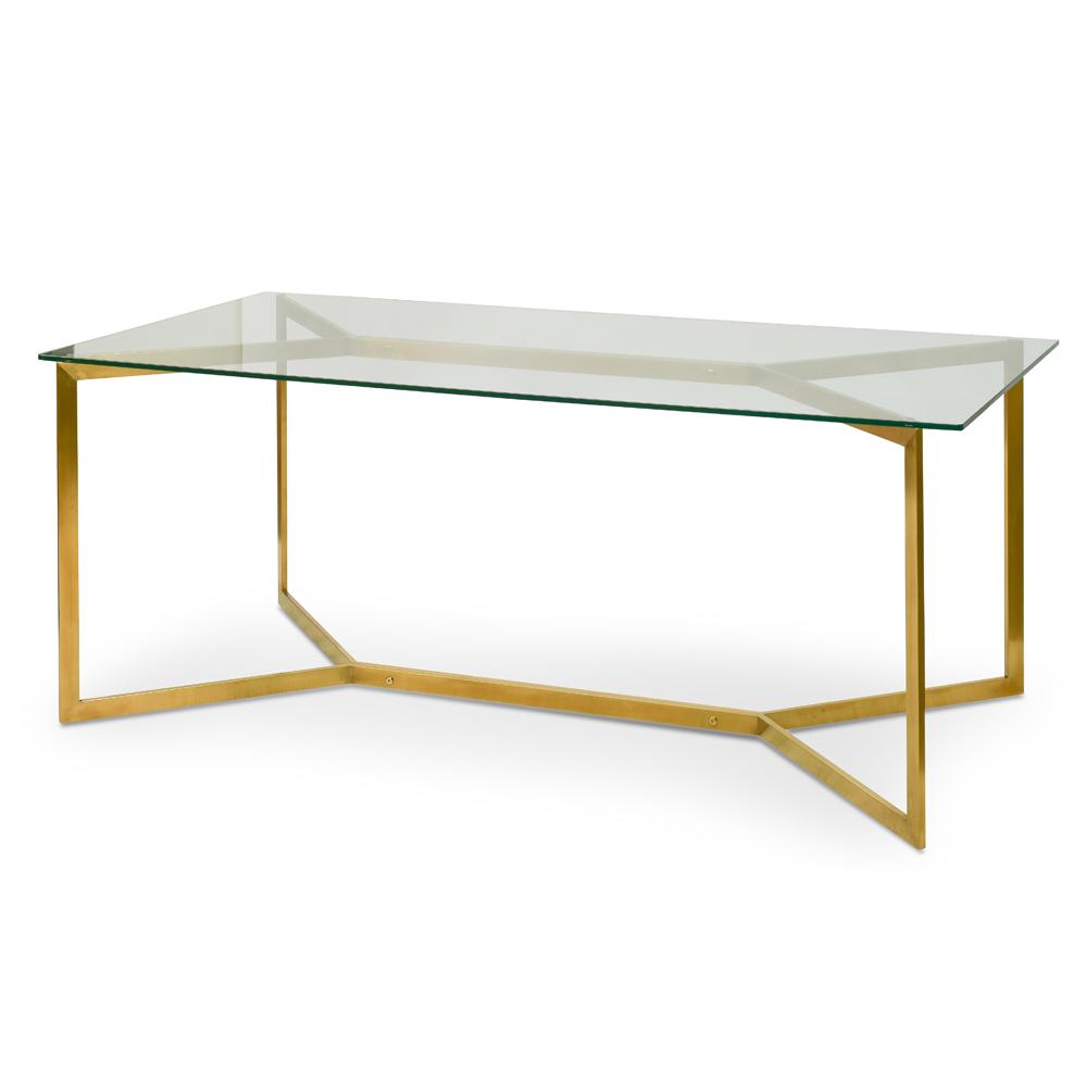 Canyon 1.9m Glass Dining Table - Gold Base - Dining Tables