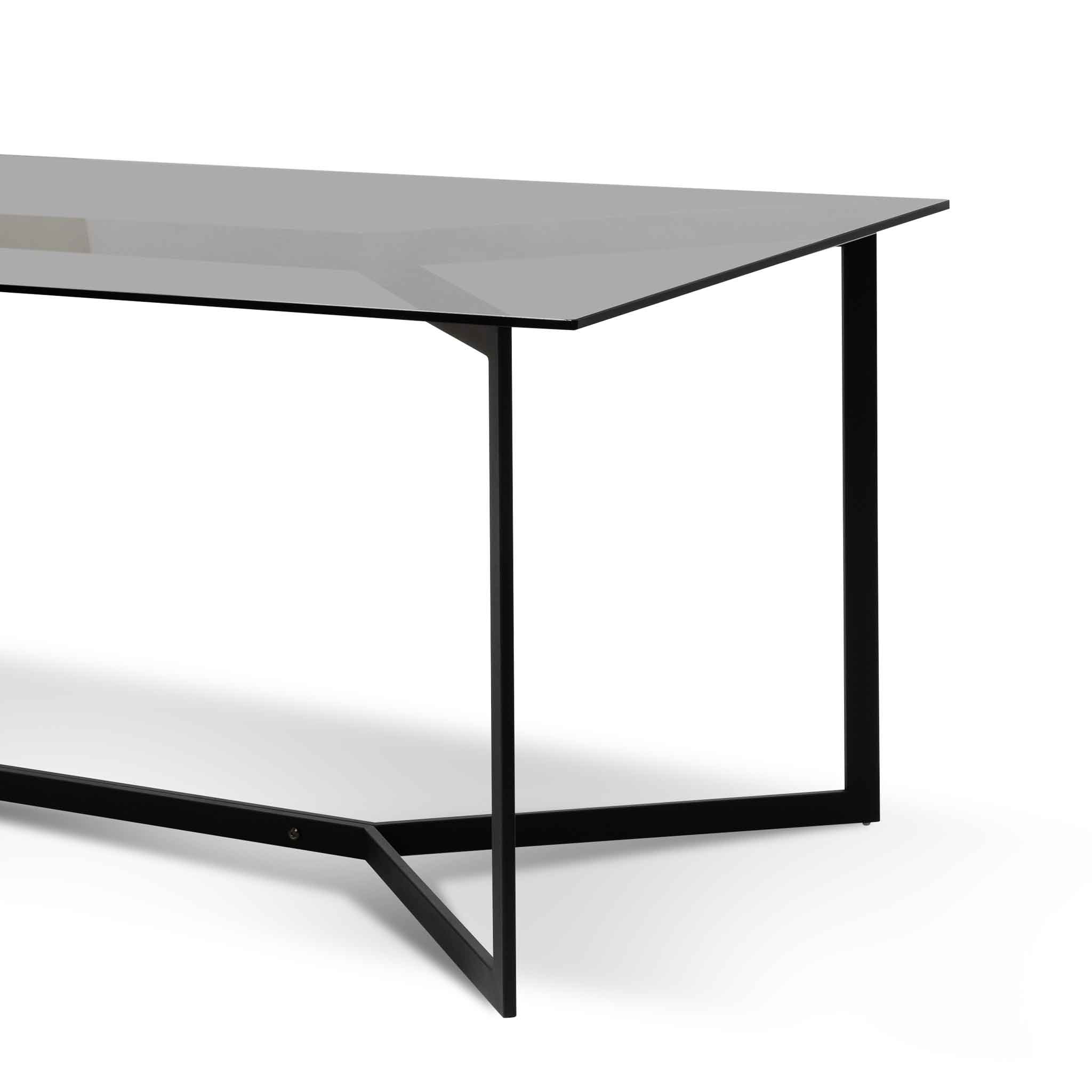 Canyon 1.9m Grey Glass Dining Table - Black Base - Dining Tables
