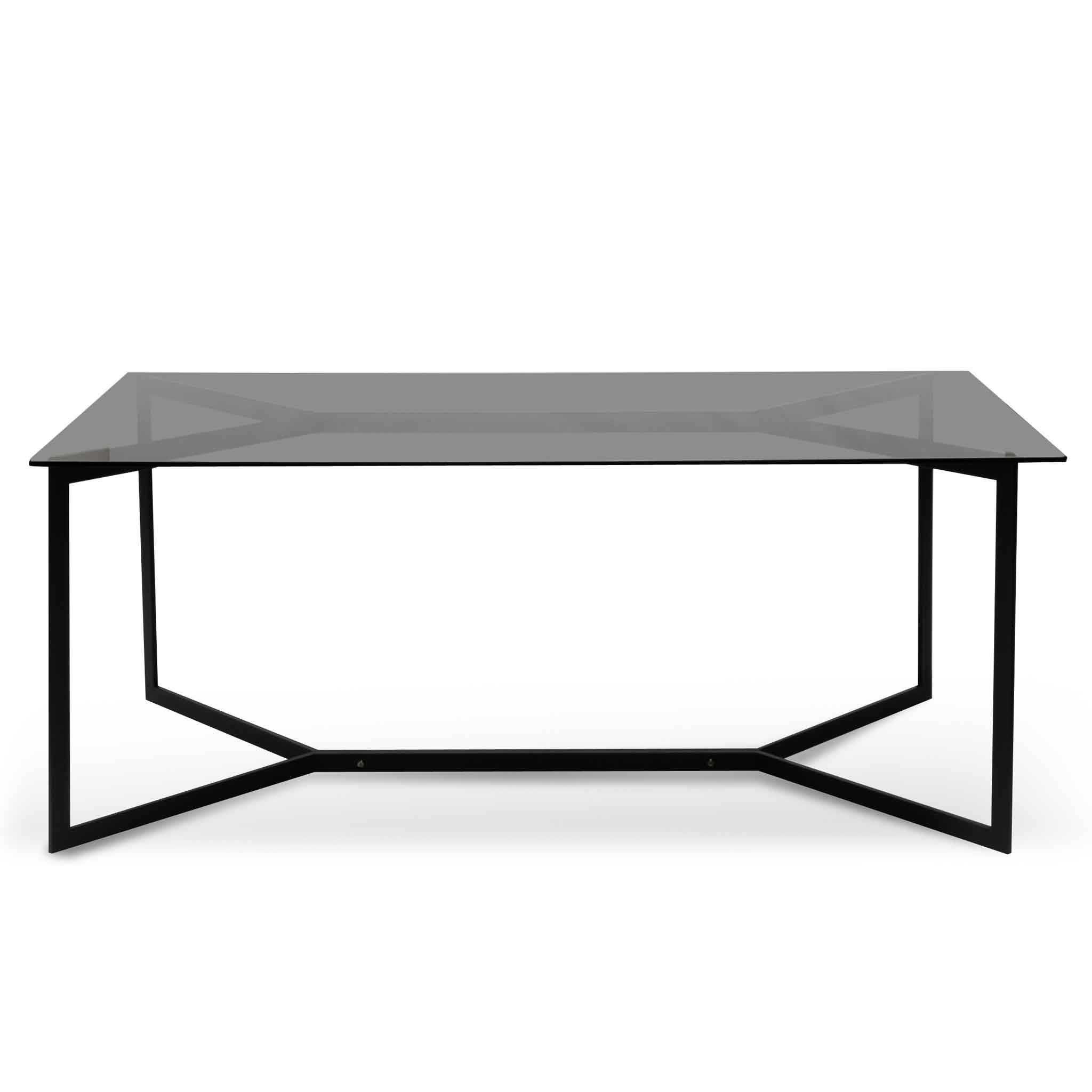Canyon 1.9m Grey Glass Dining Table - Black Base - Dining Tables