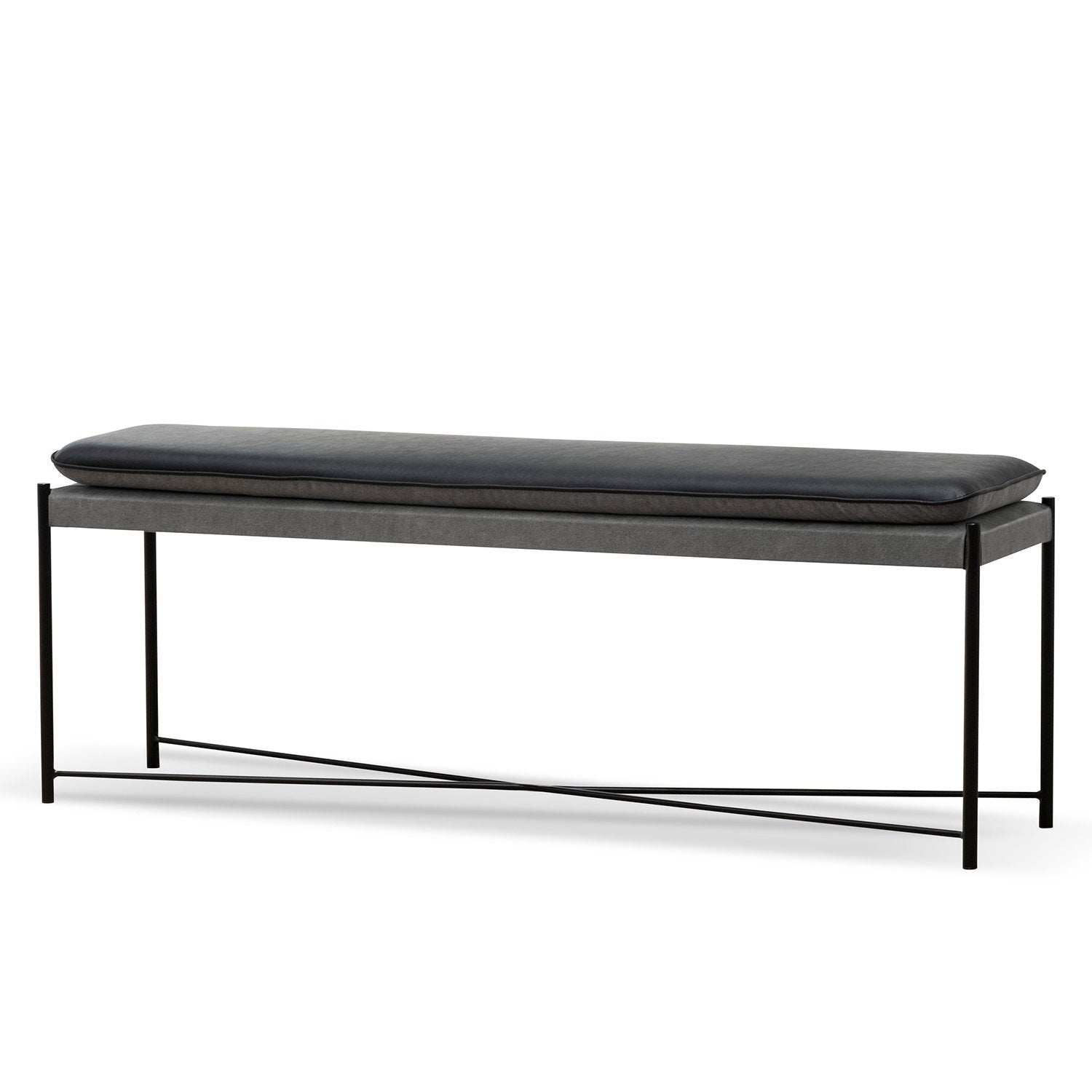 Carla Ottoman - Black and Grey Seat - Ottomans