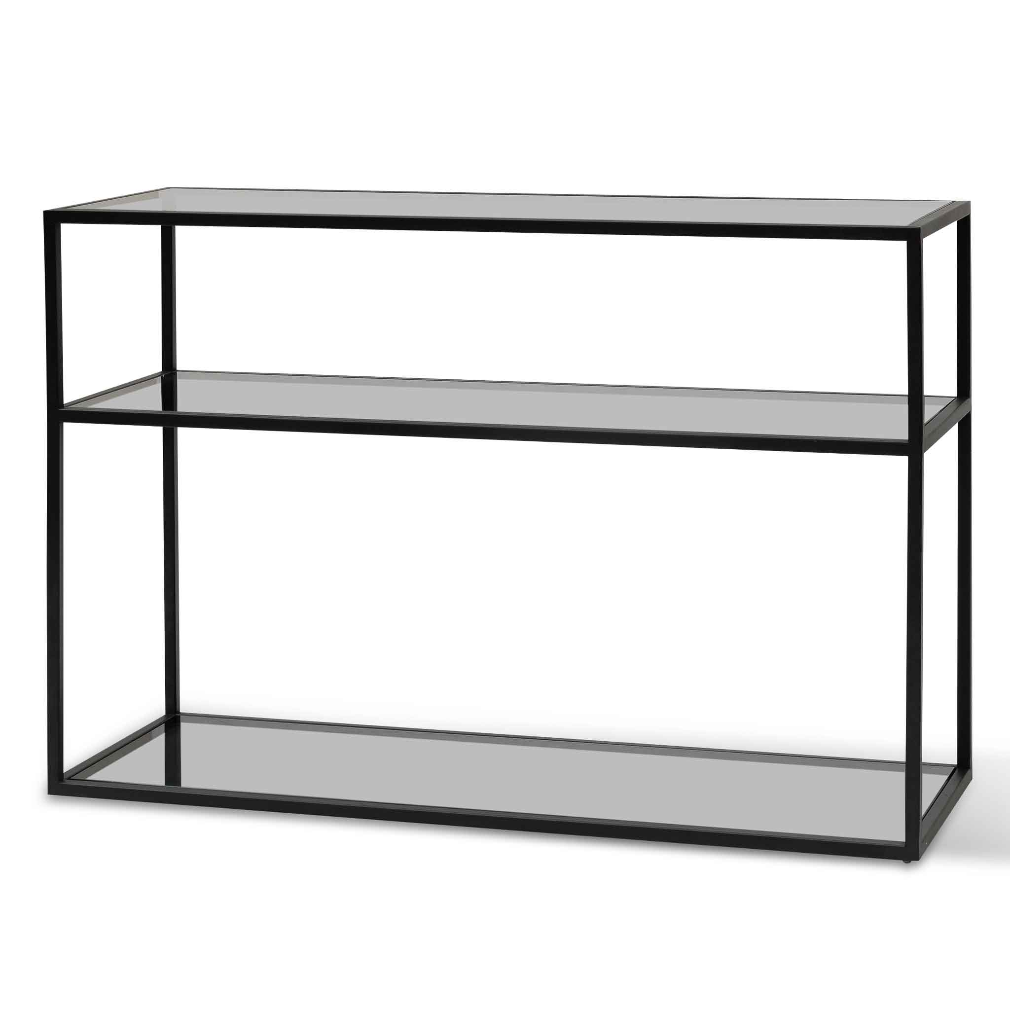 Carson Grey Glass Console Table - Black Base - Console