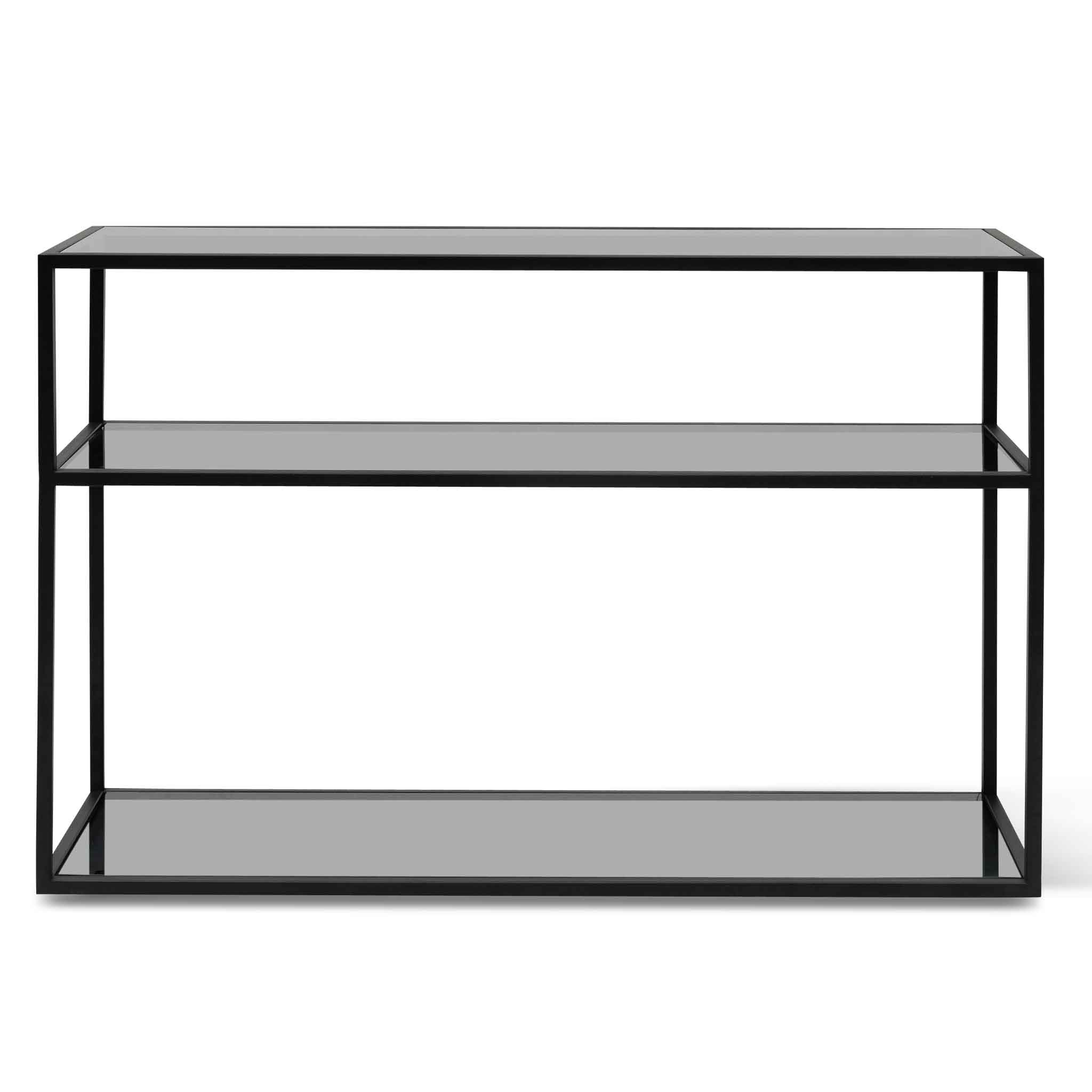 Carson Grey Glass Console Table - Black Base - Console