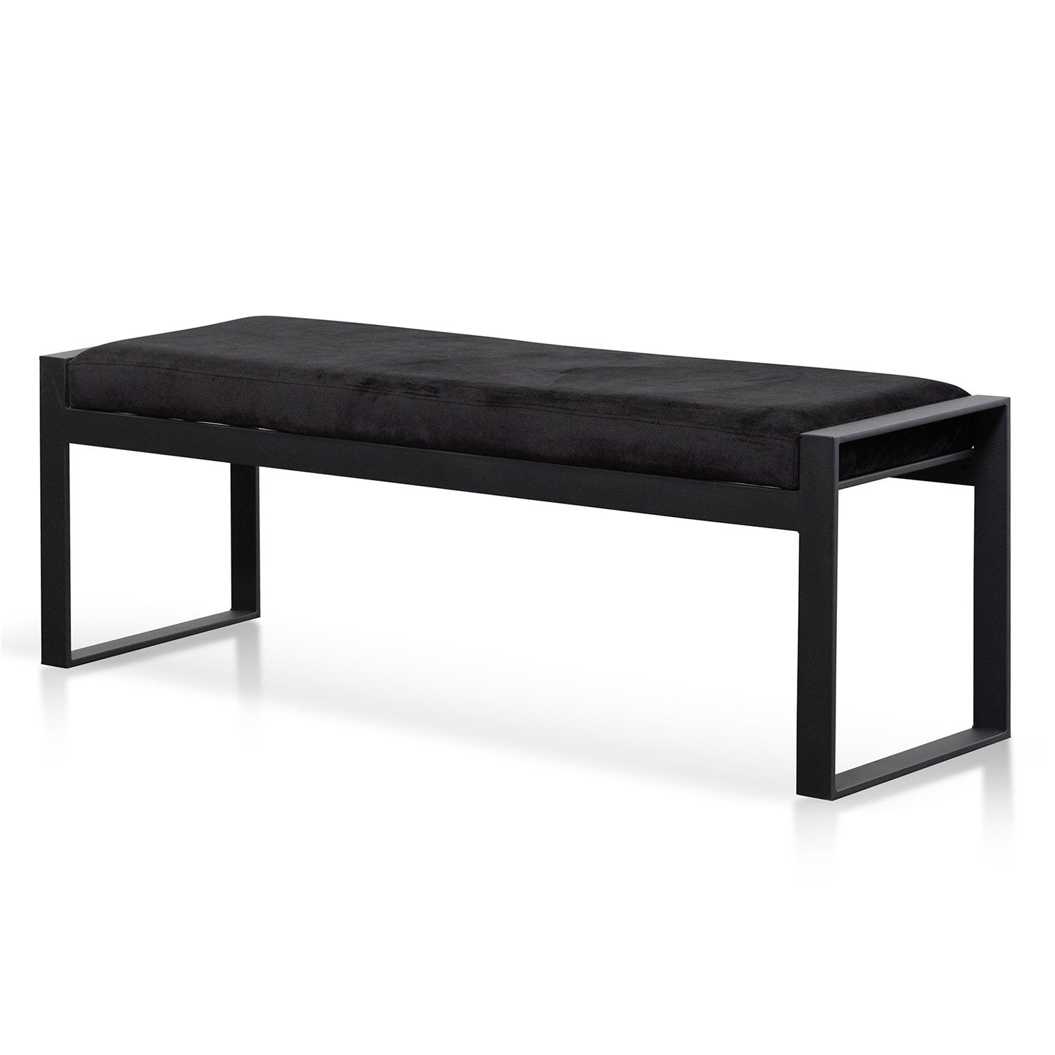 Carter Black Velvet Ottoman - Black Base - Ottomans