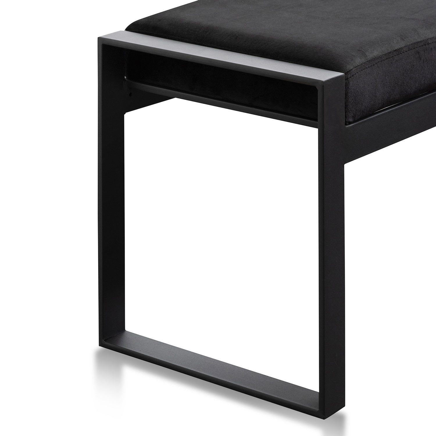 Carter Black Velvet Ottoman - Black Base - Ottomans