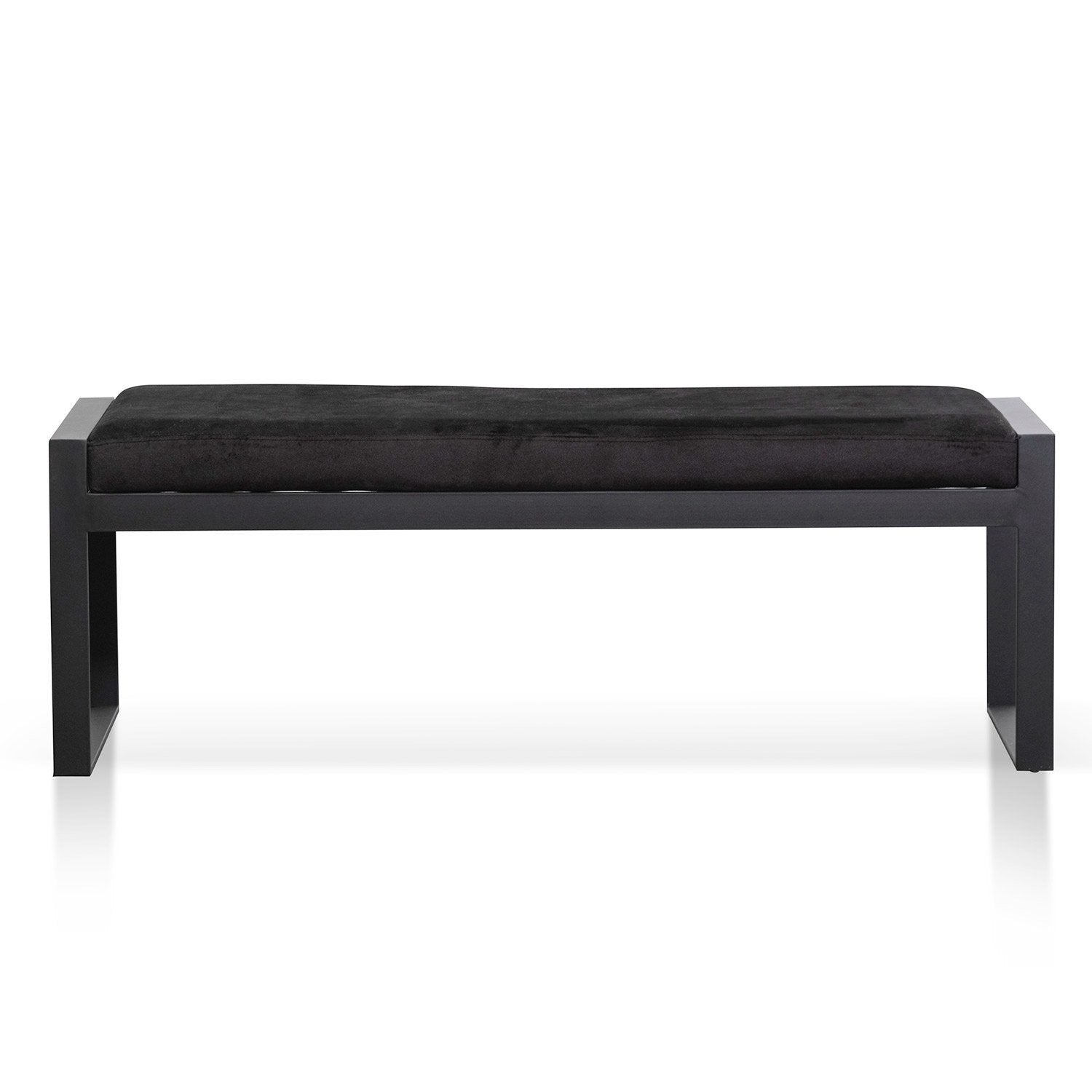 Carter Black Velvet Ottoman - Black Base - Ottomans