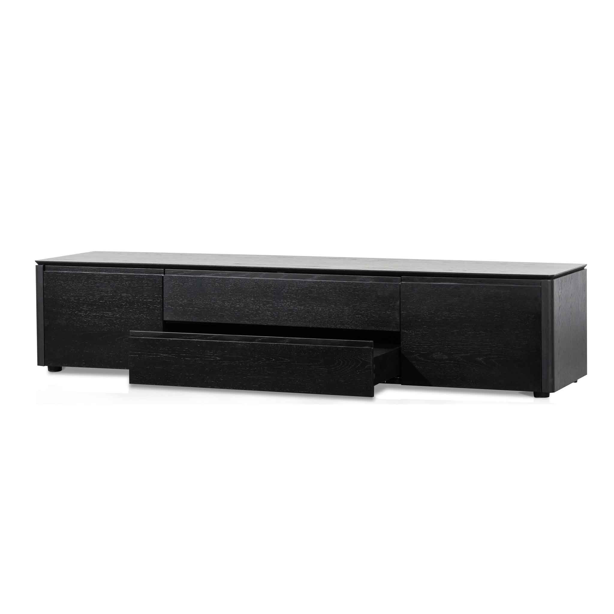 Carter Entertainment TV Stand with Middle Drawer - Black Ash Wood - TV Units