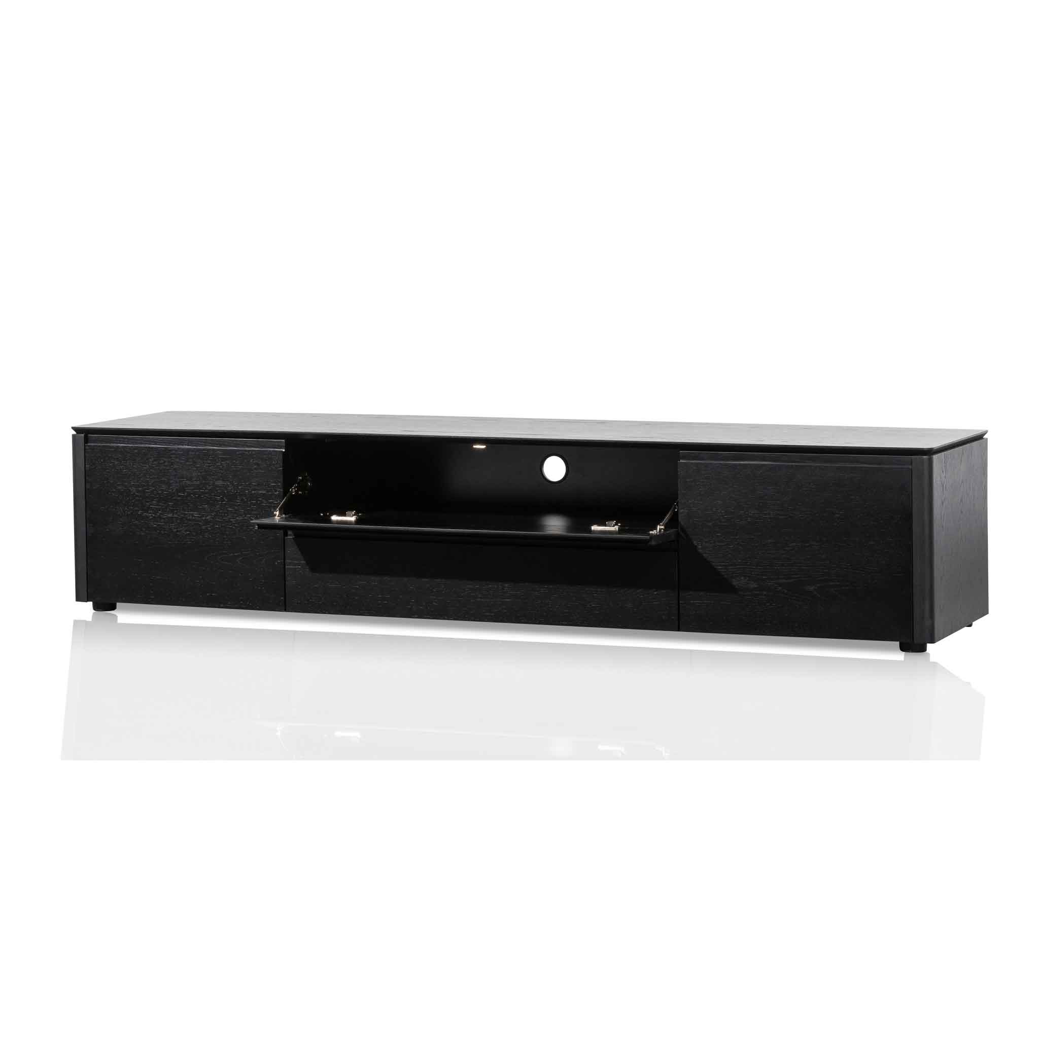 Carter Entertainment TV Stand with Middle Drawer - Black Ash Wood - TV Units