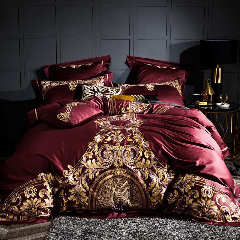 Cassandra Bordeaux 1000 TC Luxury Egyptian Cotton Duvet Cover Set - Duvet Covers