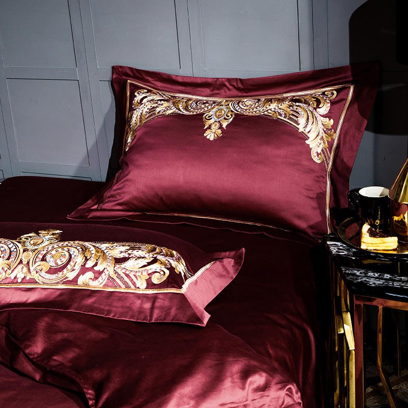 Cassandra Bordeaux 1000 TC Luxury Egyptian Cotton Duvet Cover Set - Duvet Covers