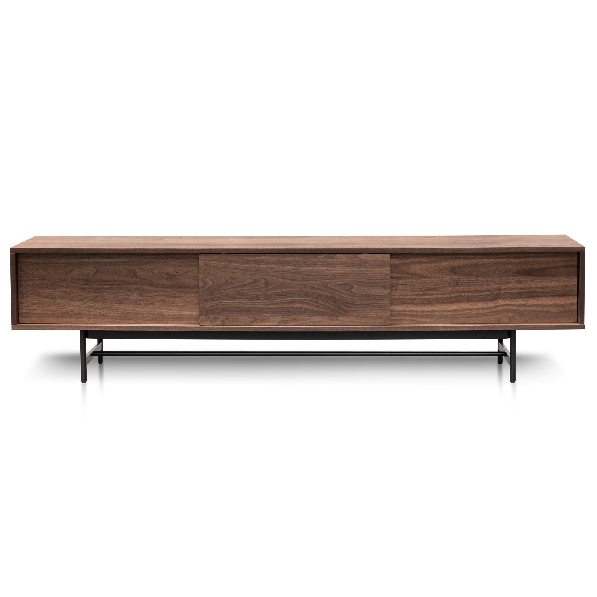 Cassandra Walnut Wooden TV Stand - Black Legs - TV Units