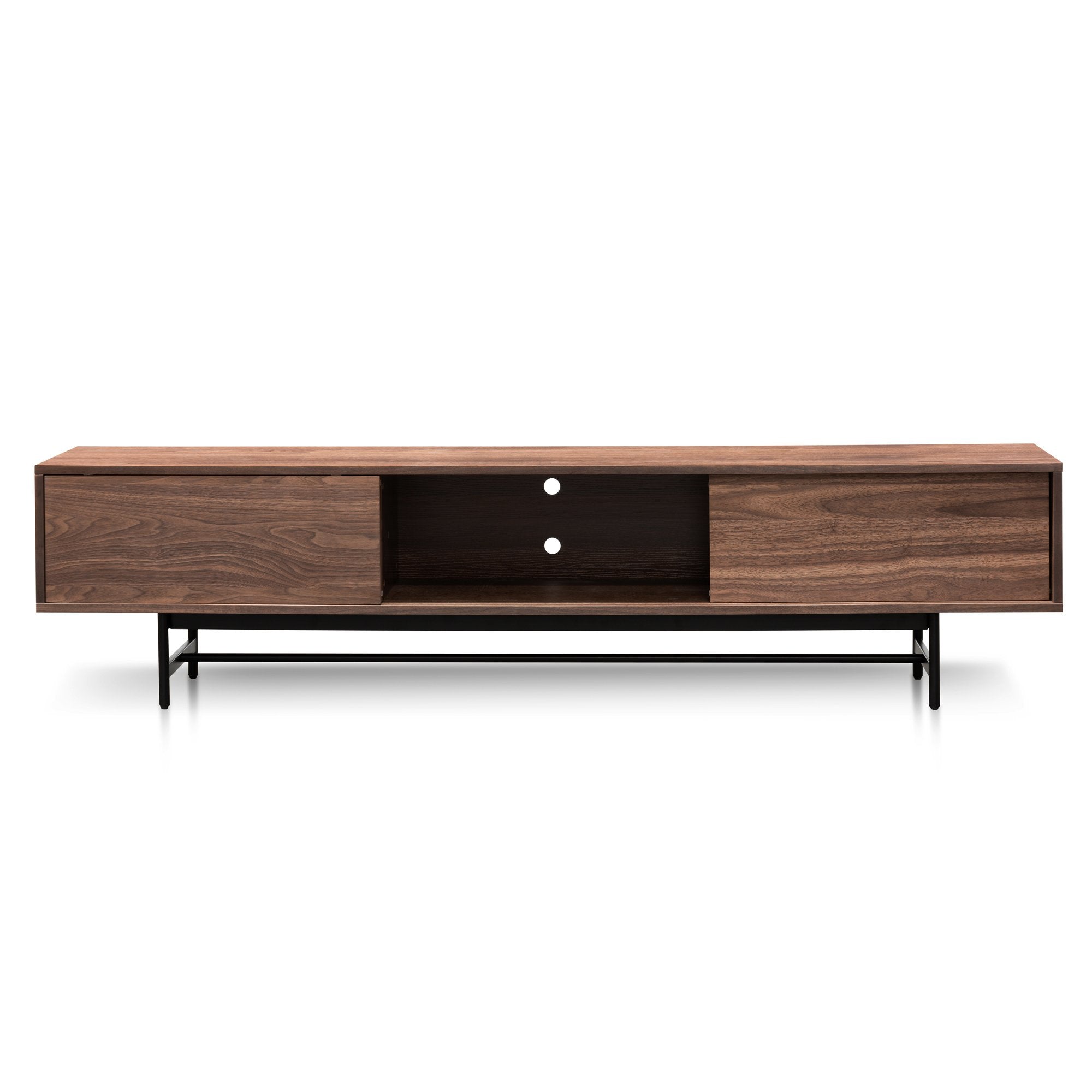 Cassandra Walnut Wooden TV Stand - Black Legs - TV Units