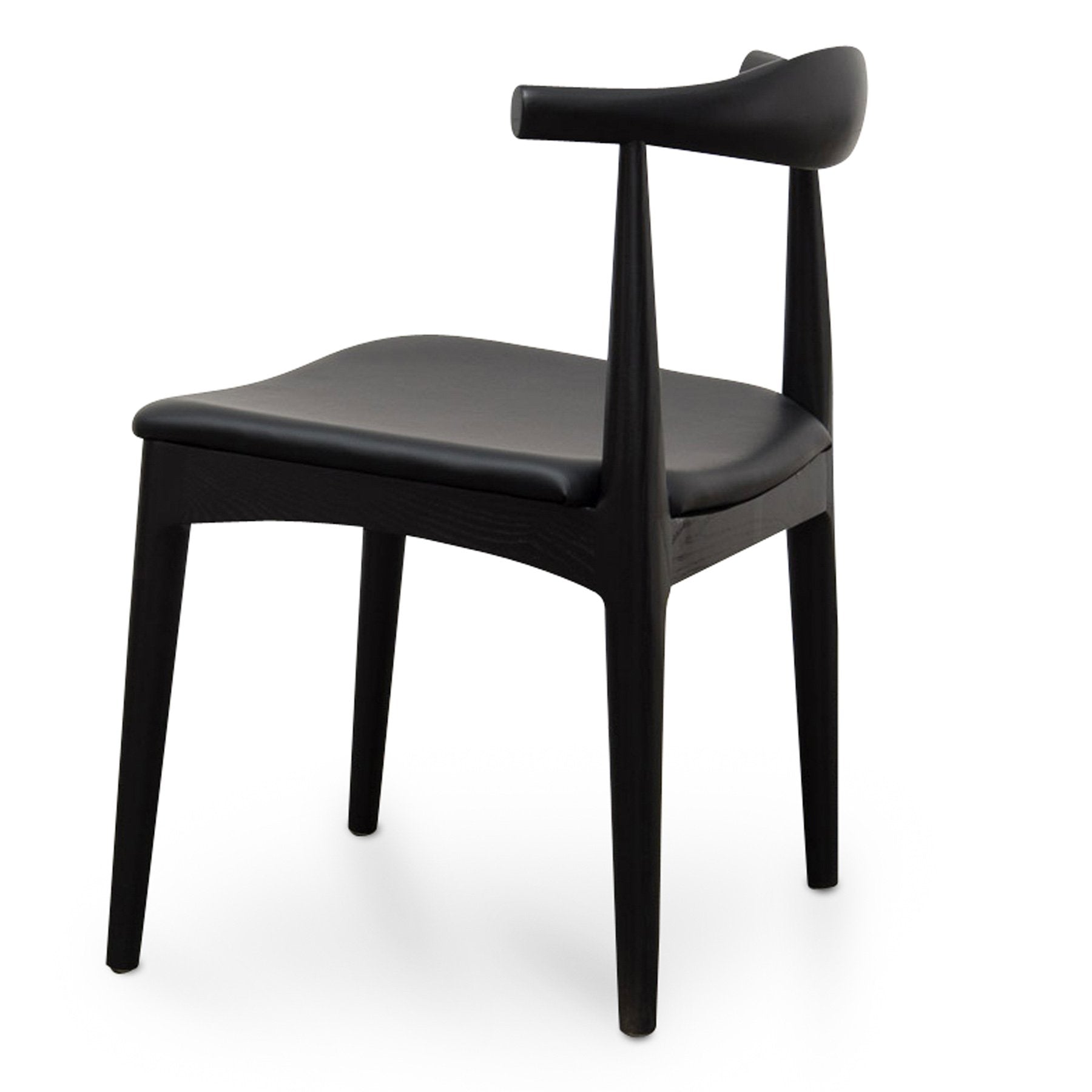 Cora Dining Chair - Full Black with Leather Seat - Dining Chairs