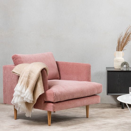 Darcy Armchair - Dusty Blush with Natural Legs - Armchairs