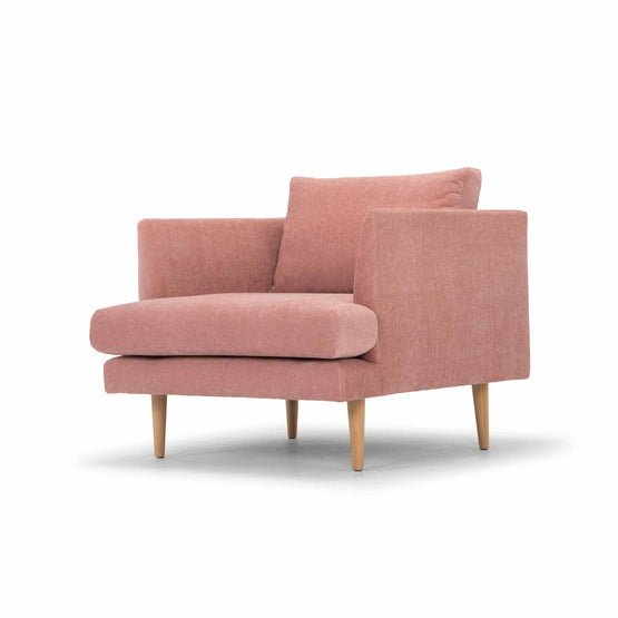 Darcy Armchair - Dusty Blush with Natural Legs - Armchairs