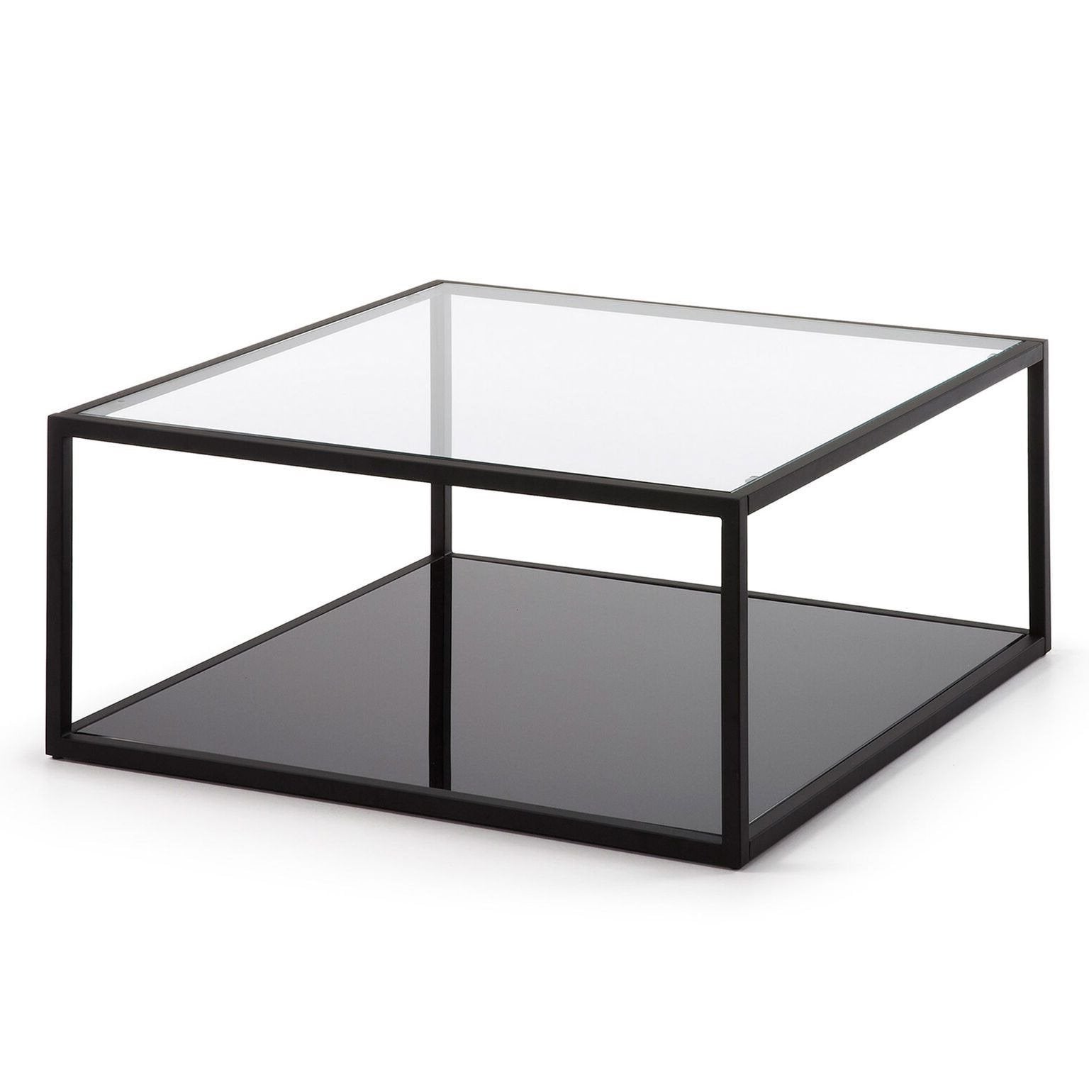 Declan Square Glass Coffee Table - Black - Coffee Table