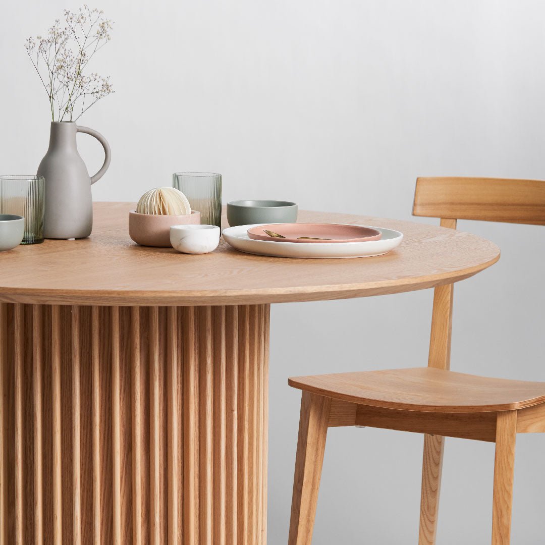 Deema 1.2m Round Wooden Dining Table - Natural - Dining Tables