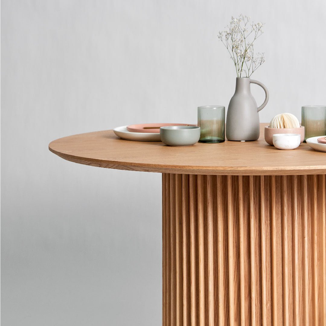 Deema 1.2m Round Wooden Dining Table - Natural - Dining Tables