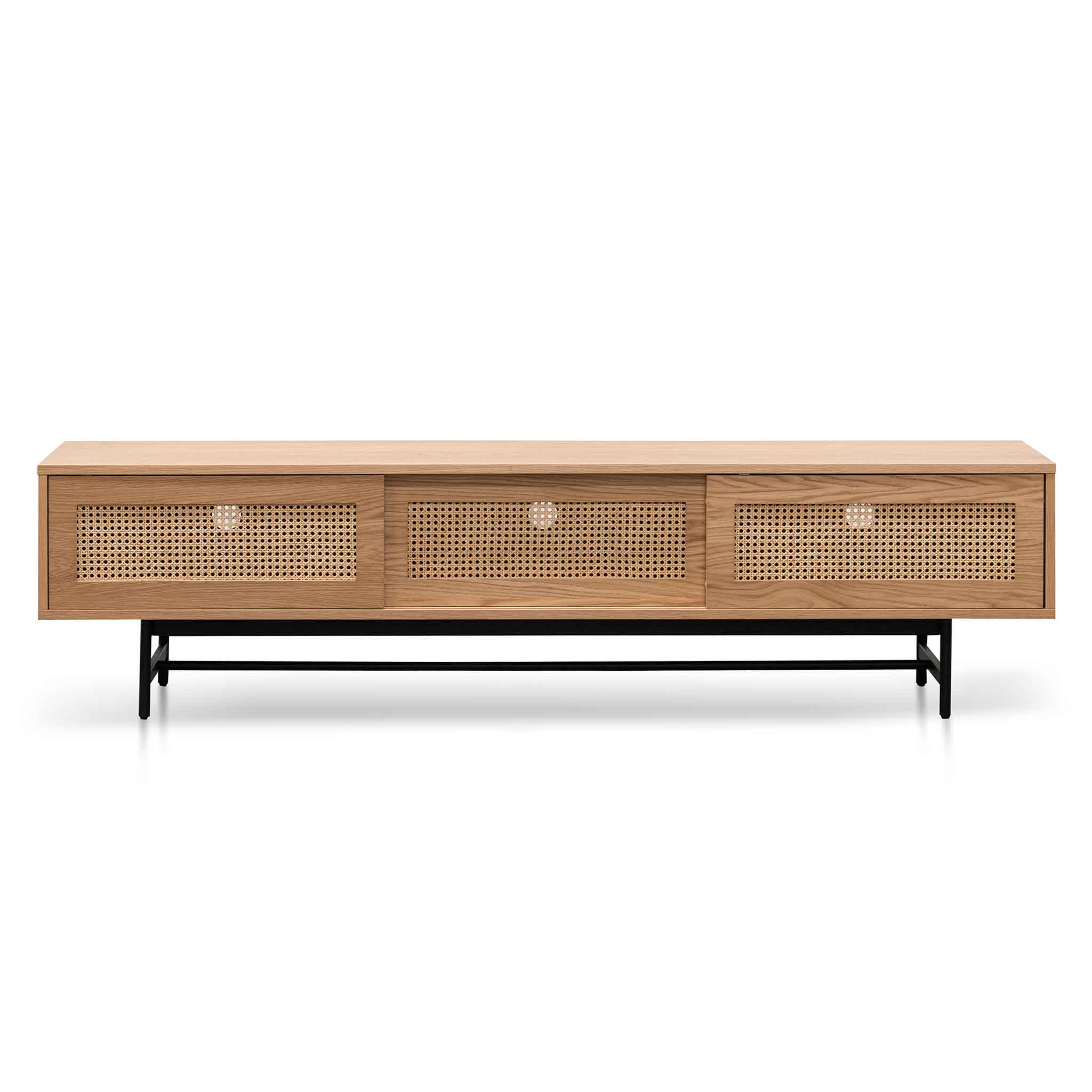 Delaney Natural Oak TV Stand - Rattan Doors - TV Units