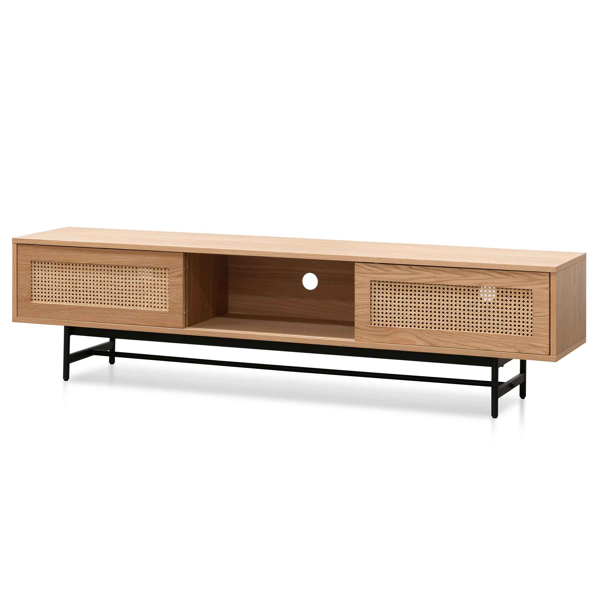 Delaney Natural Oak TV Stand - Rattan Doors - TV Units