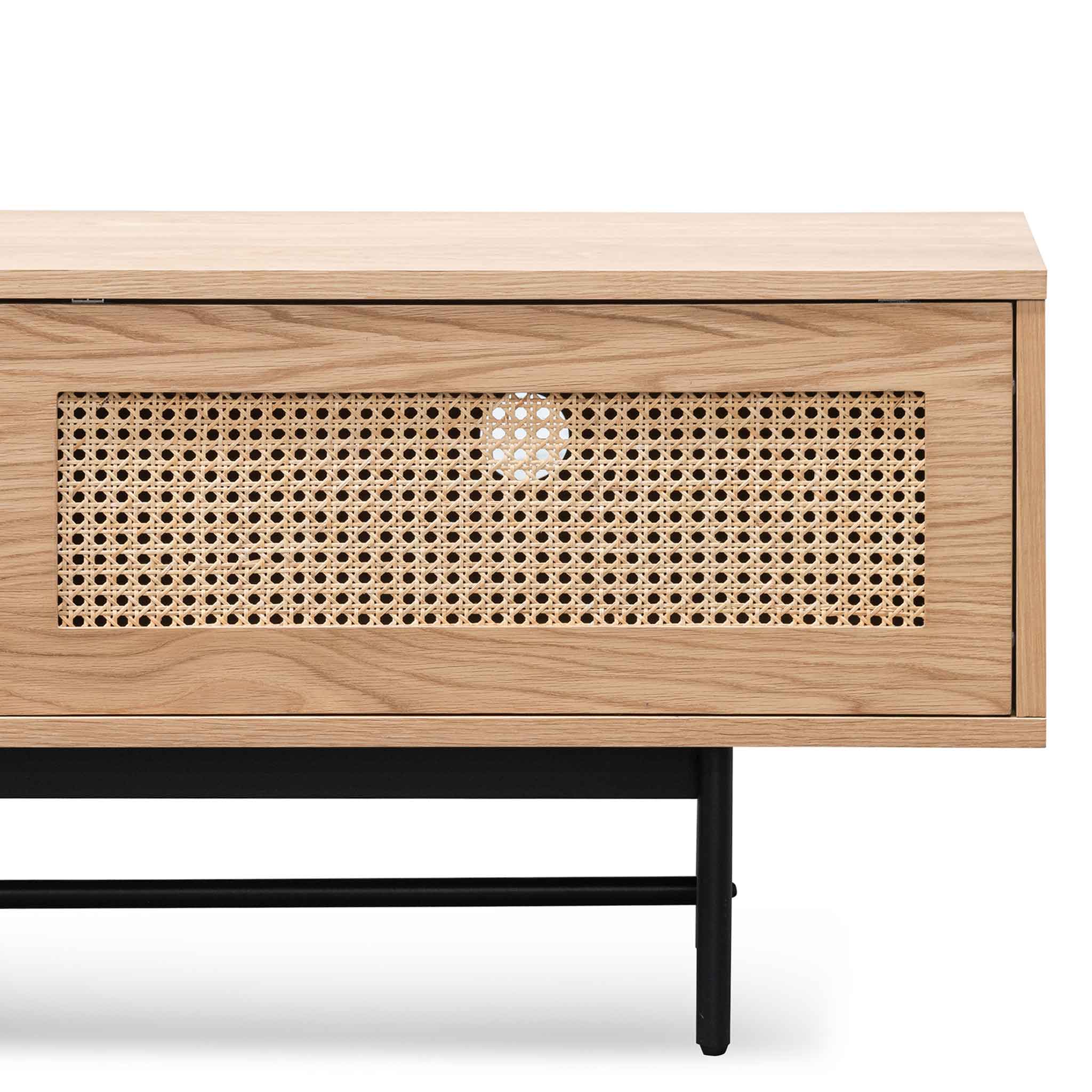 Delaney Natural Oak TV Stand - Rattan Doors - TV Units
