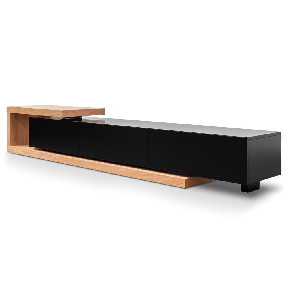 Destiny Extendable TV Stand - Natural Oak - Black Matte - TV Units