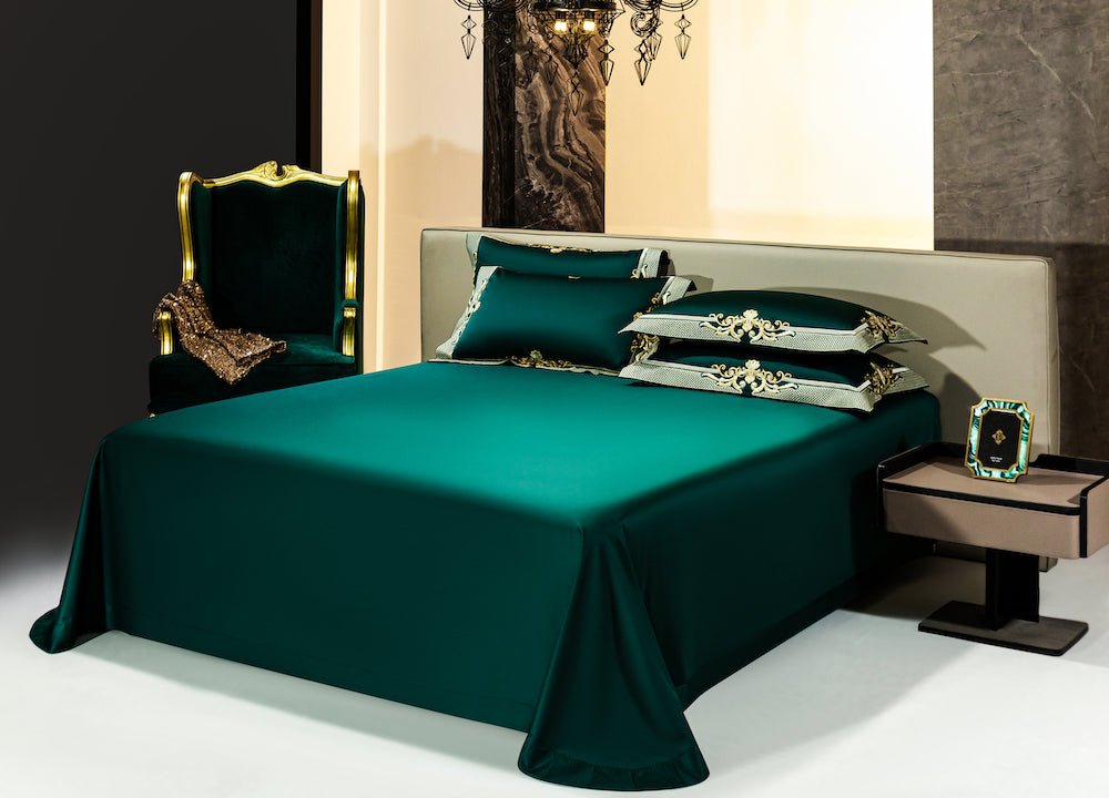 Emerald Green Golden Jacquard Duvet Cover Set - Duvet Covers
