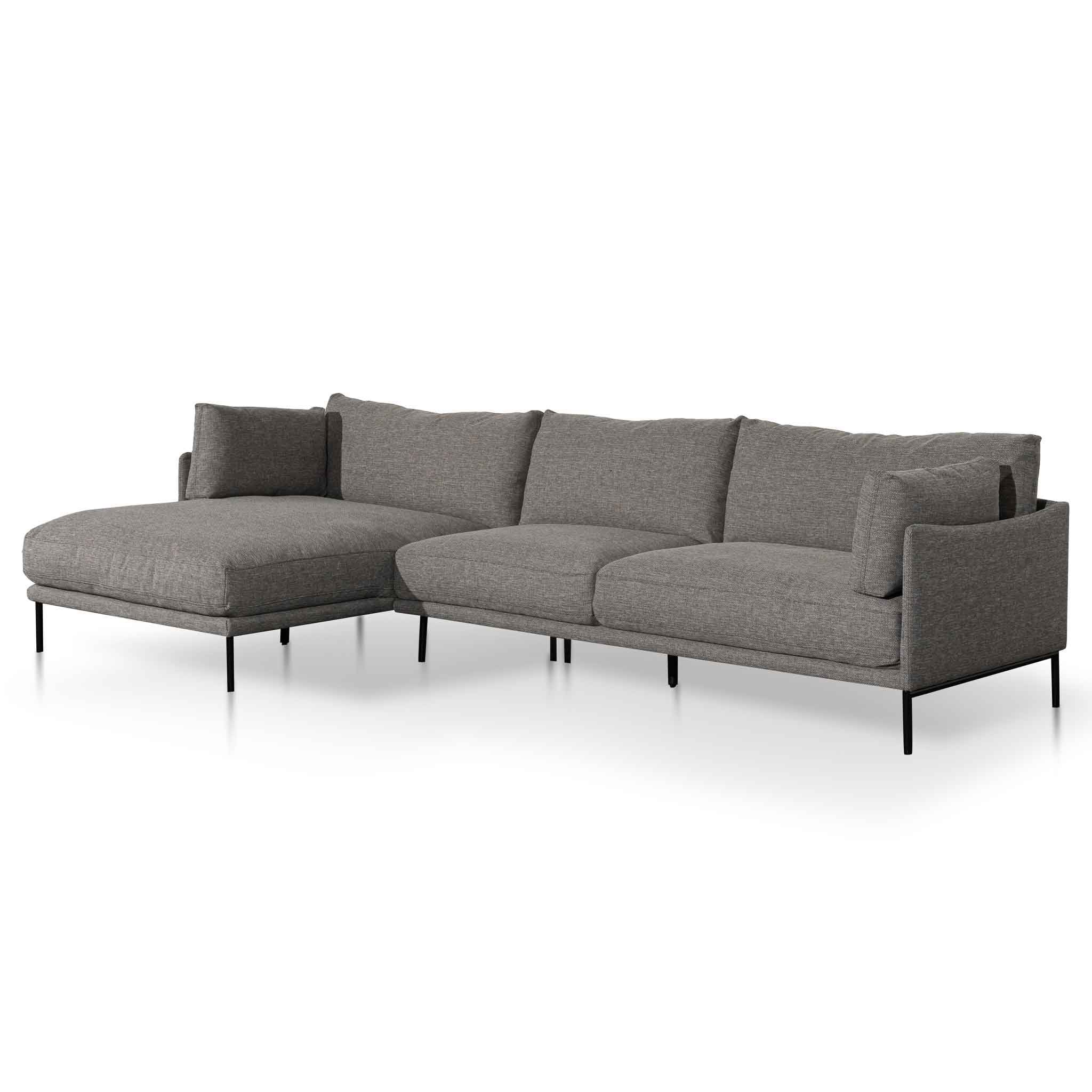 Emilis 4S Left Chaise Sofa - Graphite Grey - Sofas