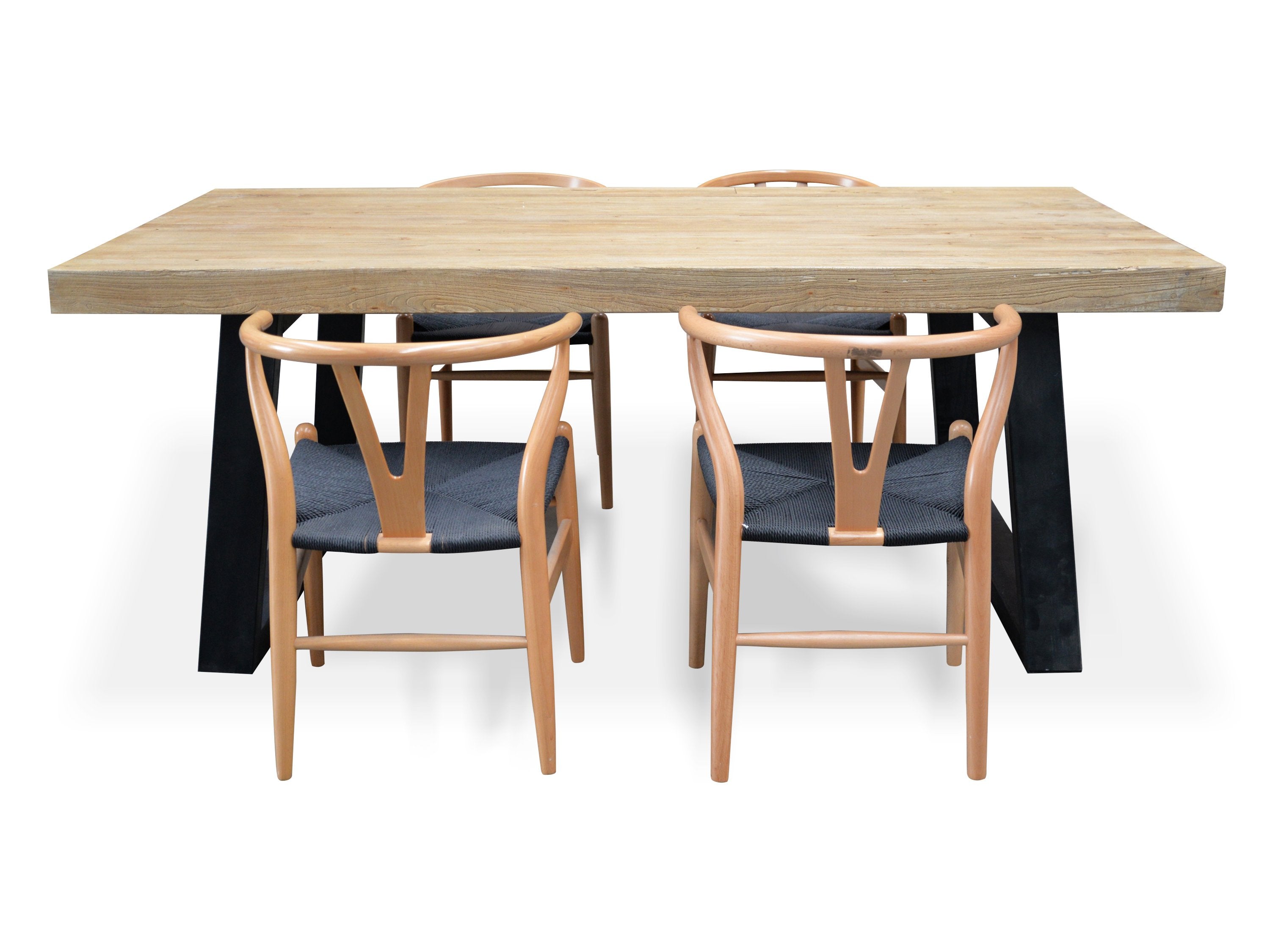 Eros 1.98m Reclaimed Elm Wood Dining Table - Dining Tables