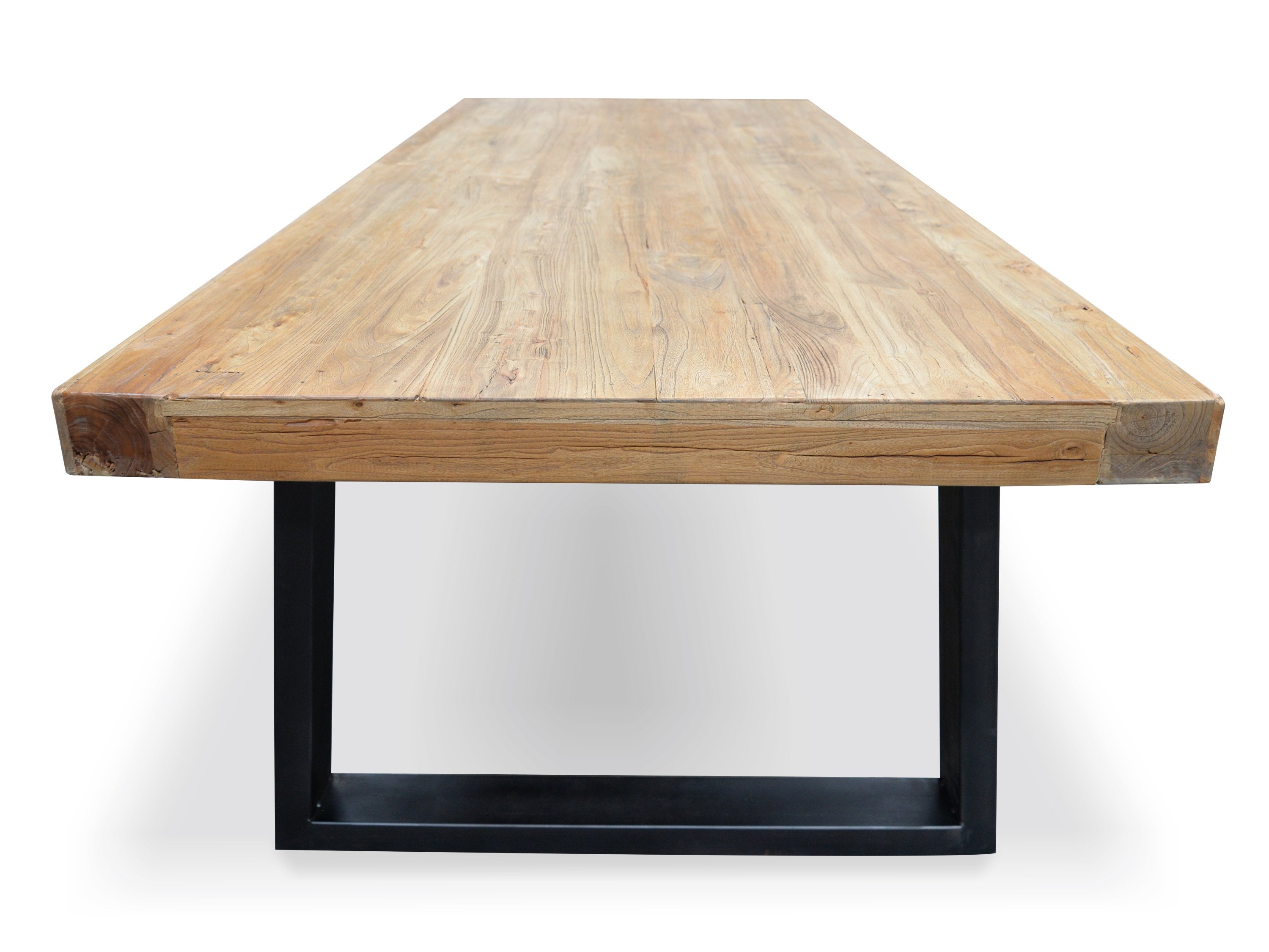 Eros Reclaimed Elm Wood 2.4m Dining Table - Upgraded Top - Dining Tables