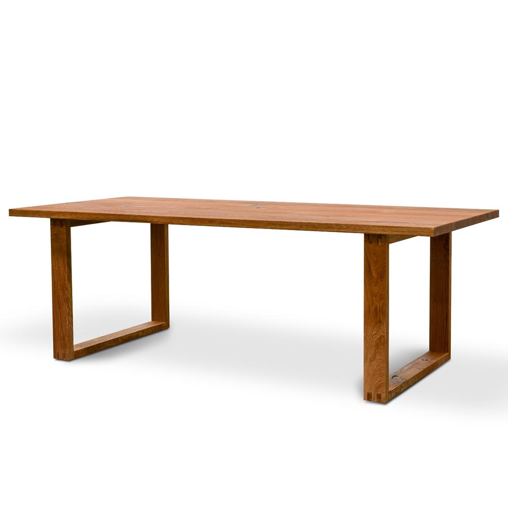Essen 2.2m Rustic Oak Veneer Dining Table - Oak Wrapped Legs - Dining Tables