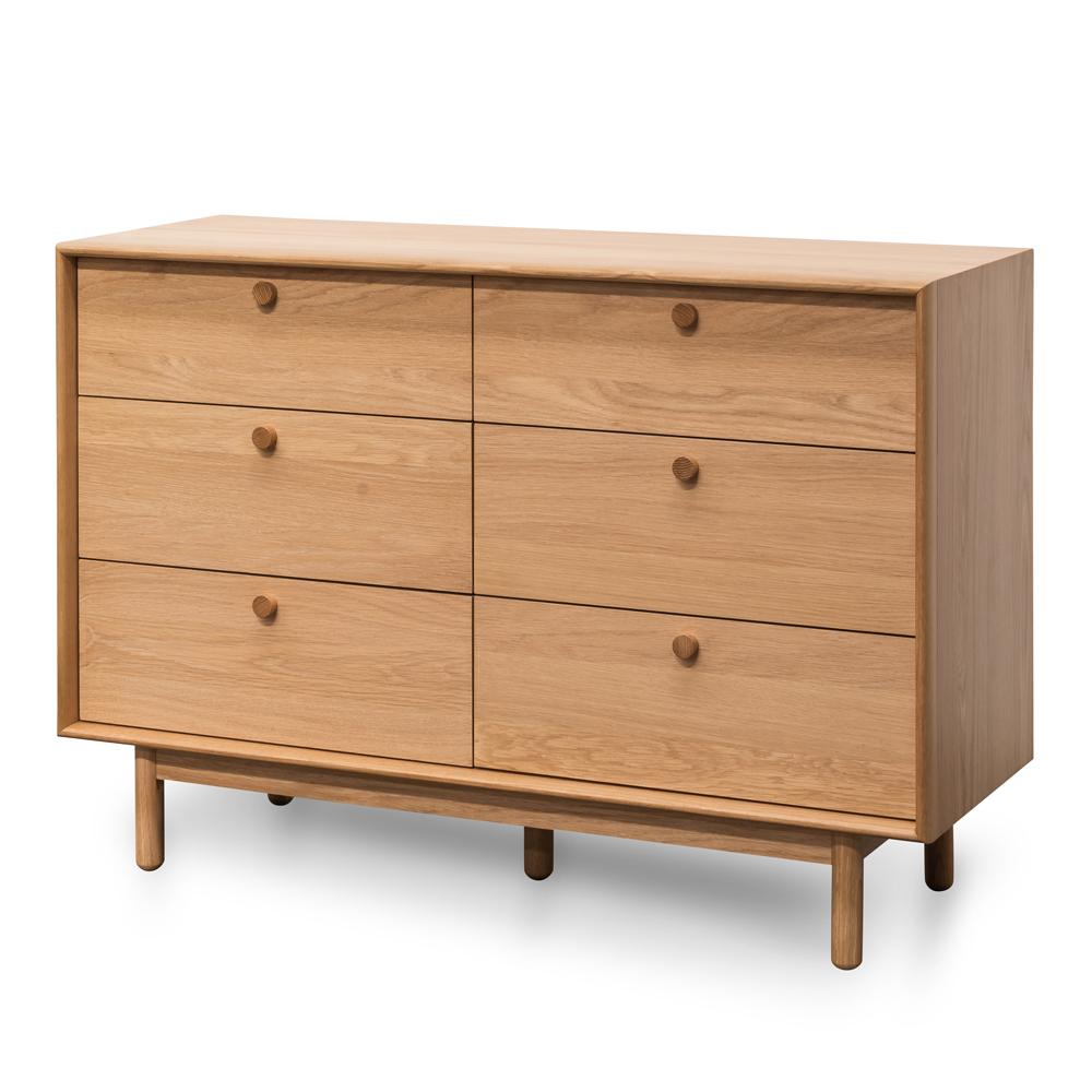 Ethan 6 Drawer Wide Chest - Oak - Dressers