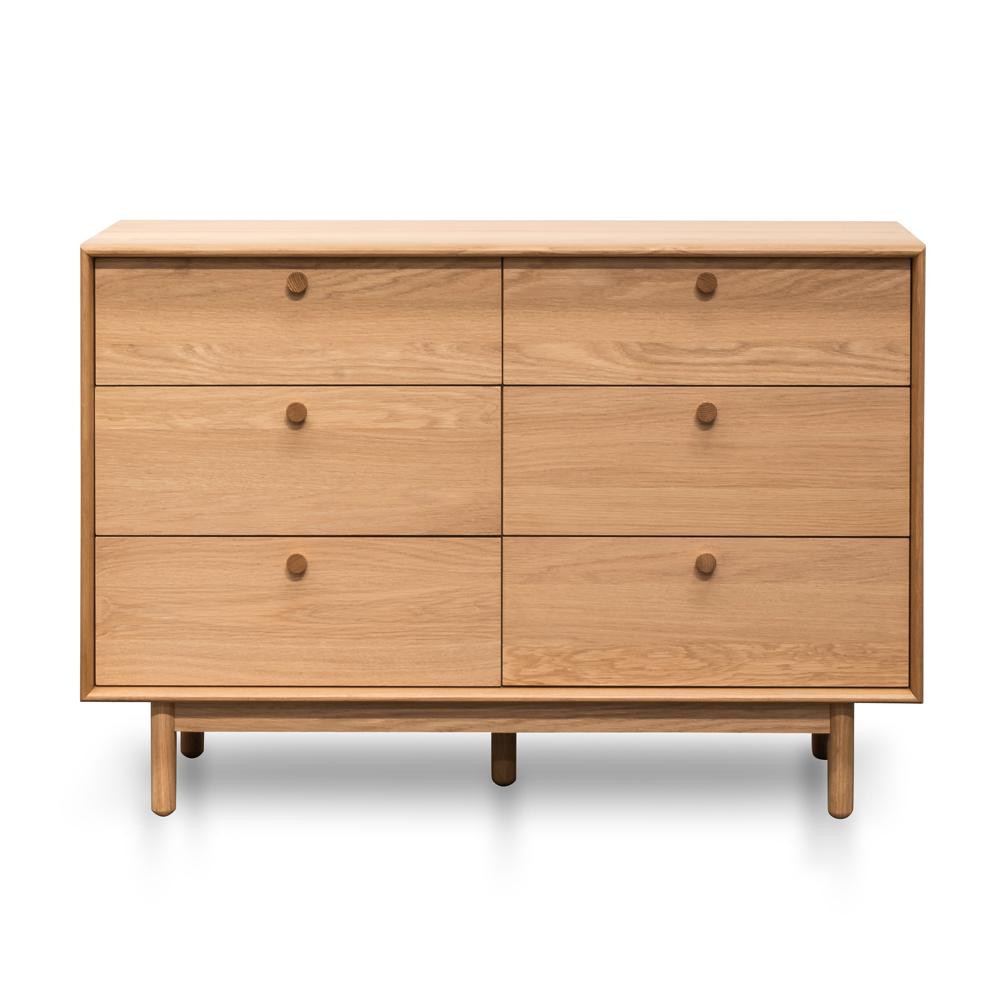 Ethan 6 Drawer Wide Chest - Oak - Dressers