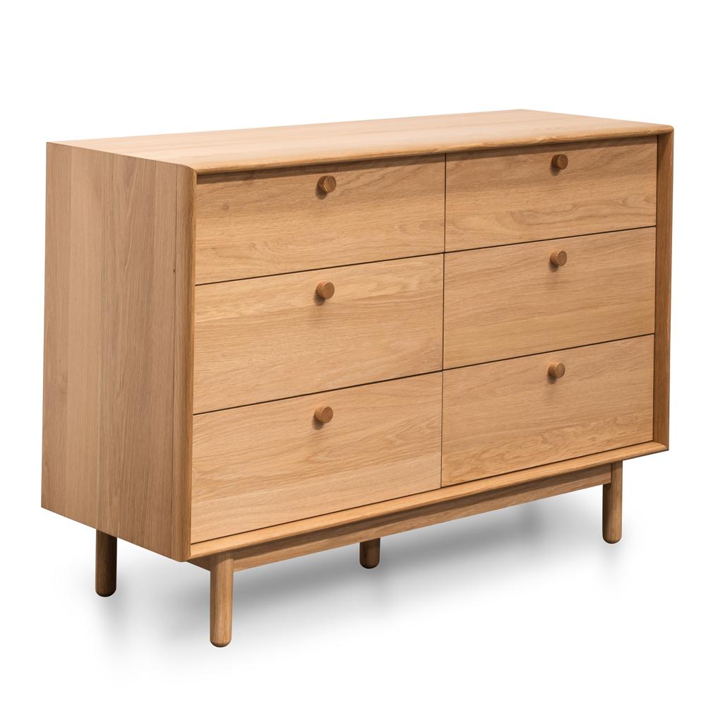 Ethan 6 Drawer Wide Chest - Oak - Dressers