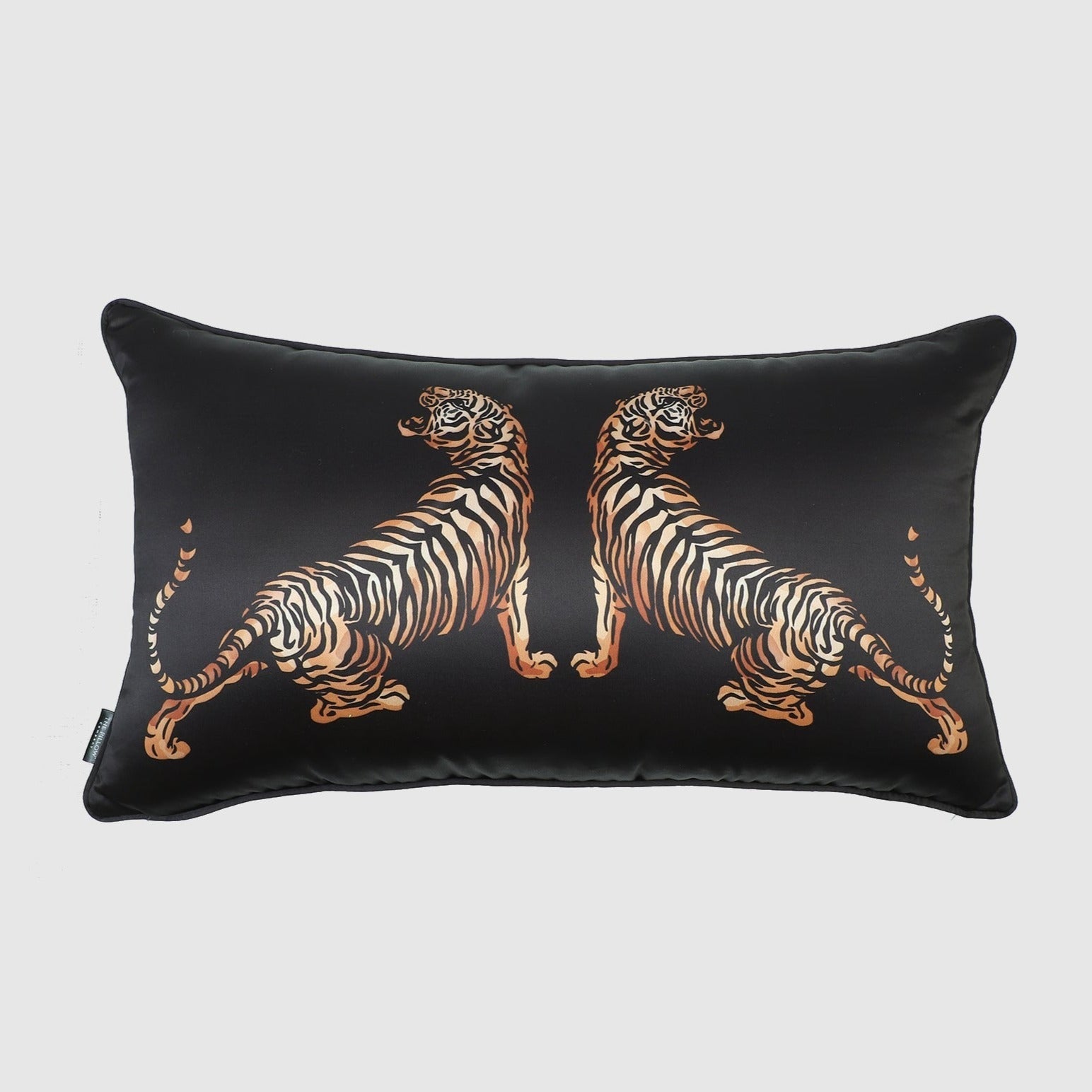 Exotic Roar Sateen Pillow Cover , Black - Pillow Covers