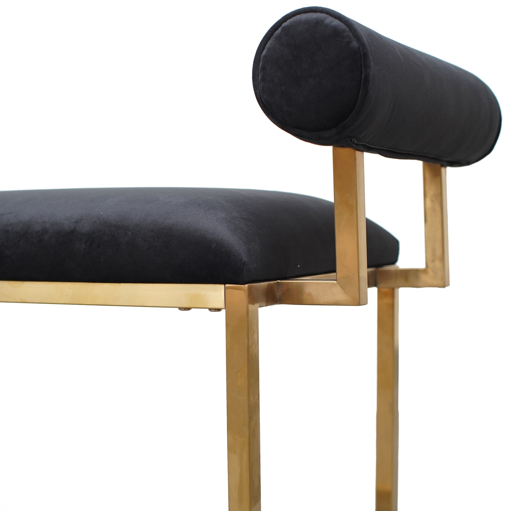 Fiona Black Velvet Bench - Brushed Gold Base - Ottomans