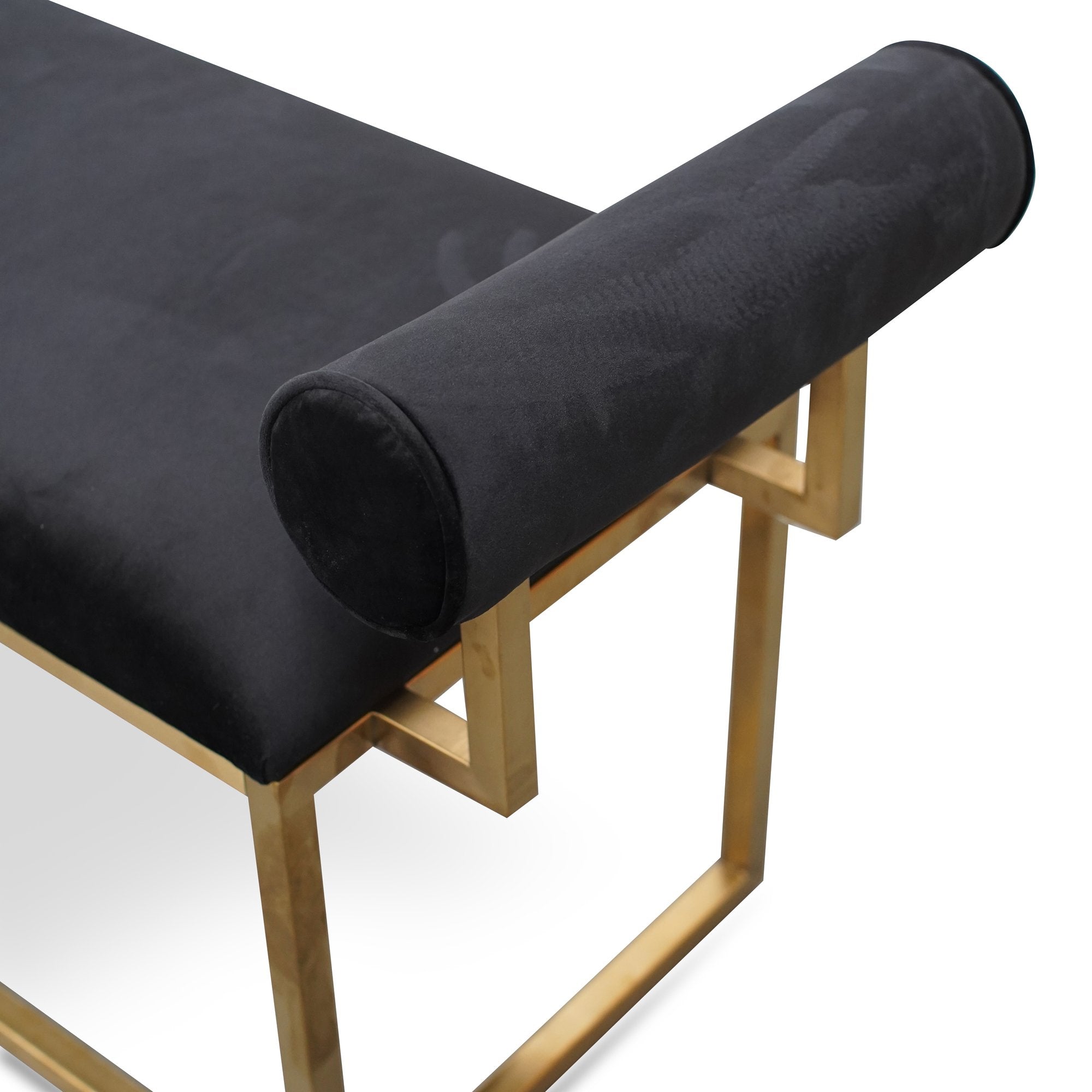 Fiona Black Velvet Bench - Brushed Gold Base - Ottomans
