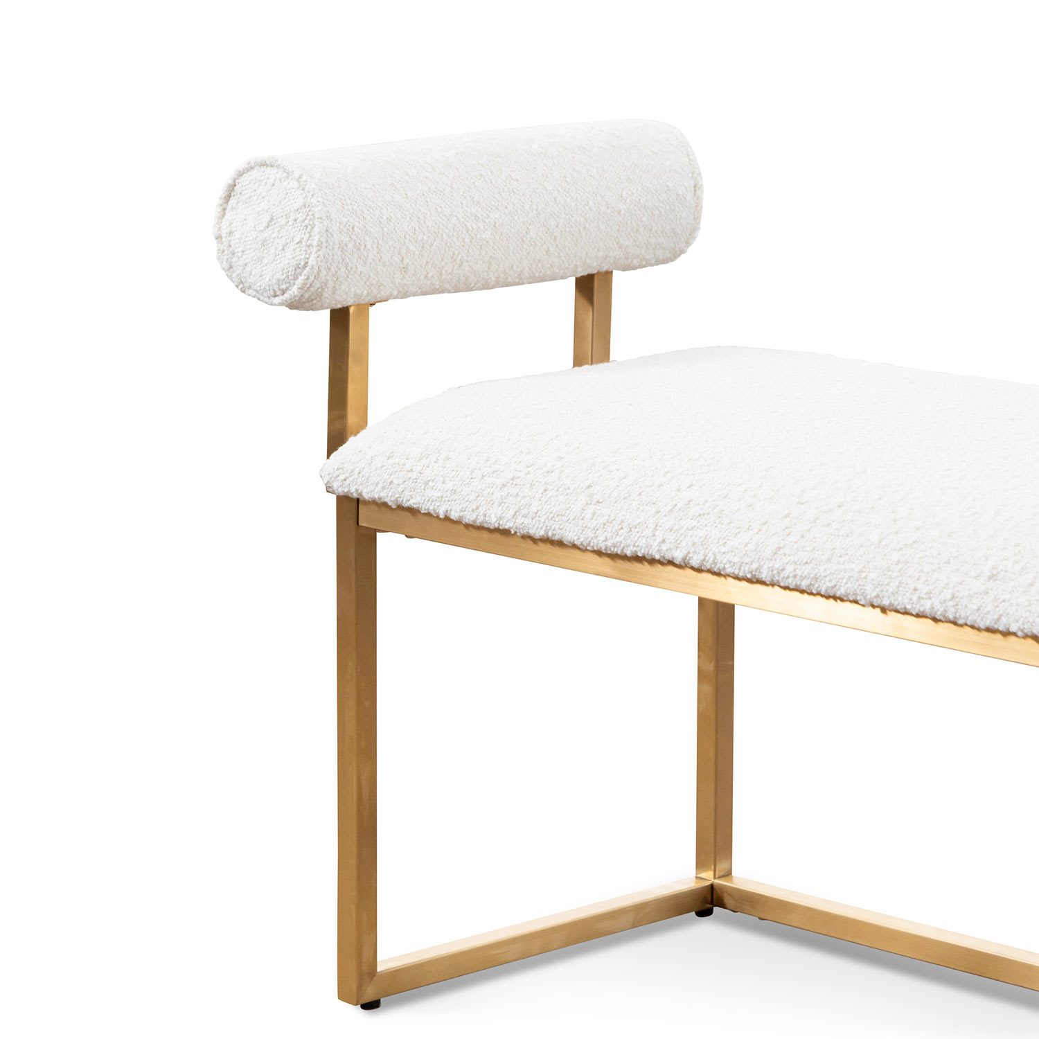 Fiona Ivory White Boucle Bench - Brushed Gold Base - Stool