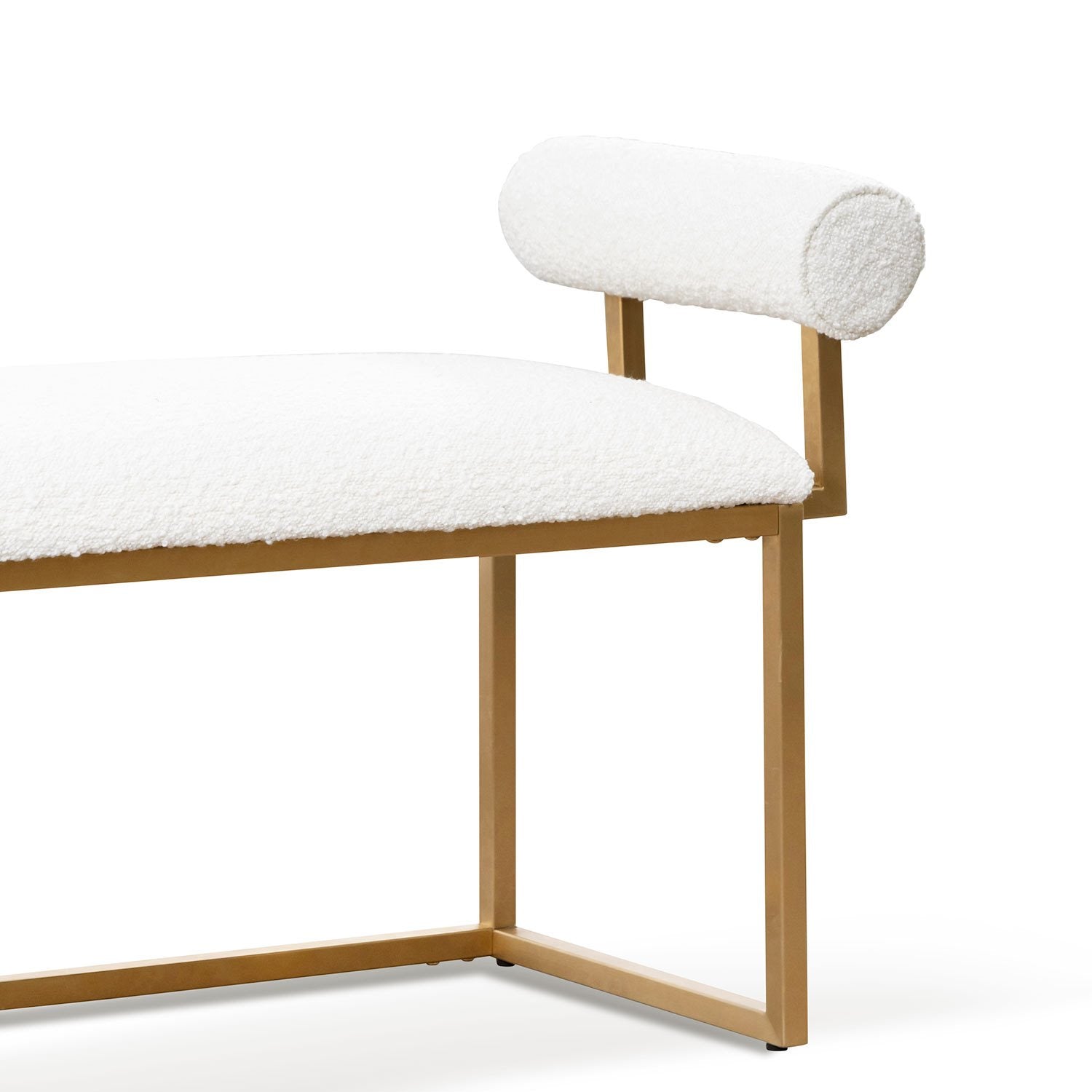 Fiona Ivory White Boucle Bench - Brushed Gold Base - Stool