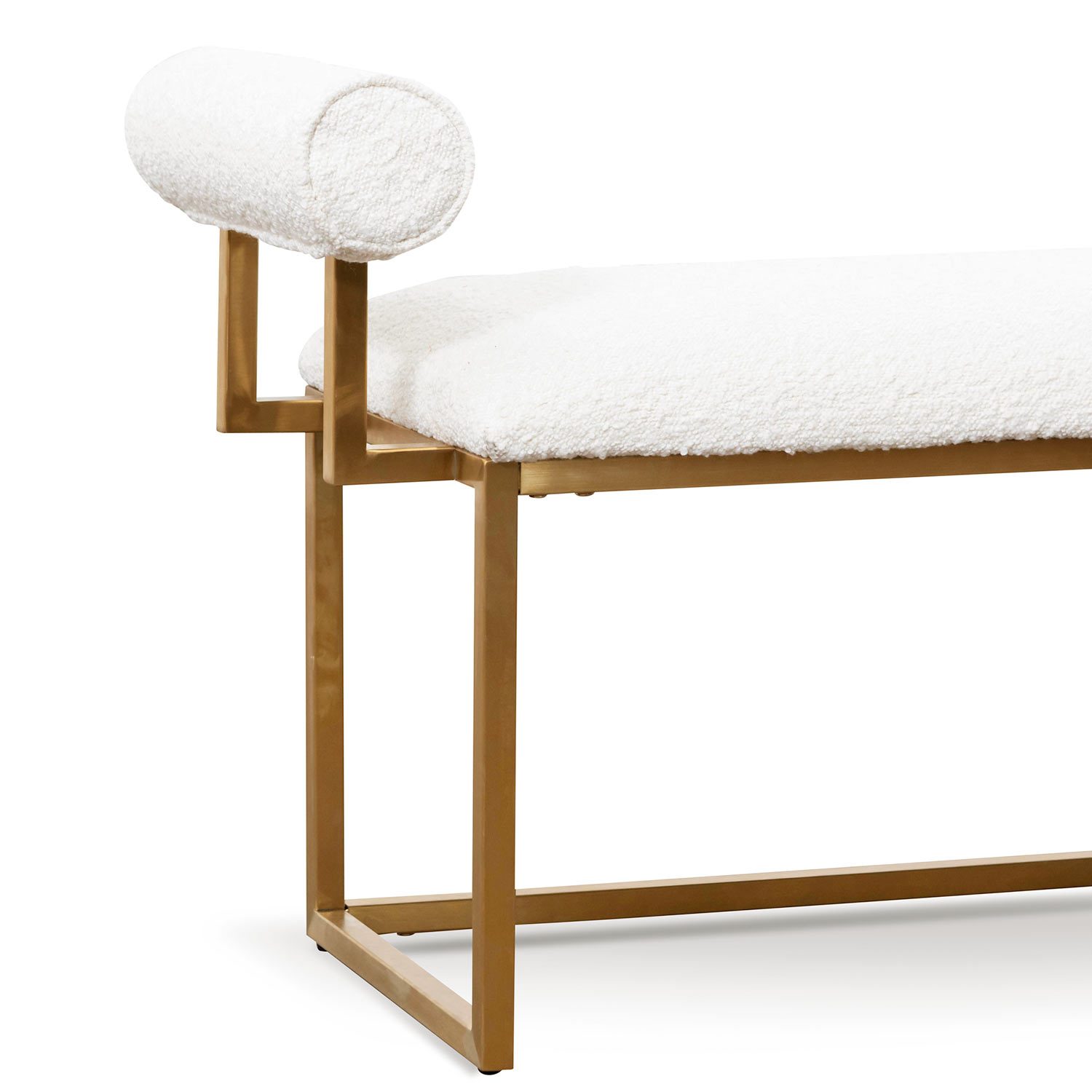 Fiona Ivory White Boucle Bench - Brushed Gold Base - Stool