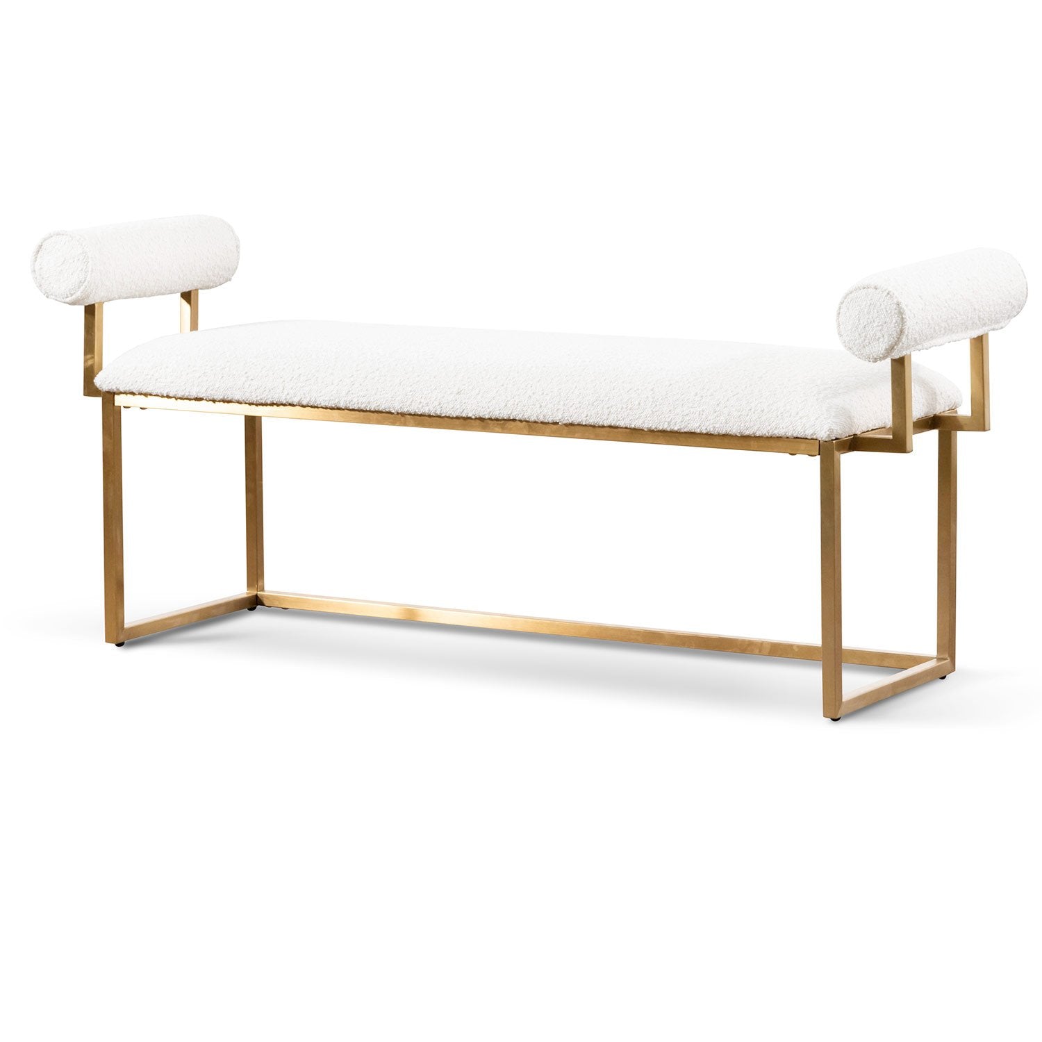 Fiona Ivory White Boucle Bench - Brushed Gold Base - Stool