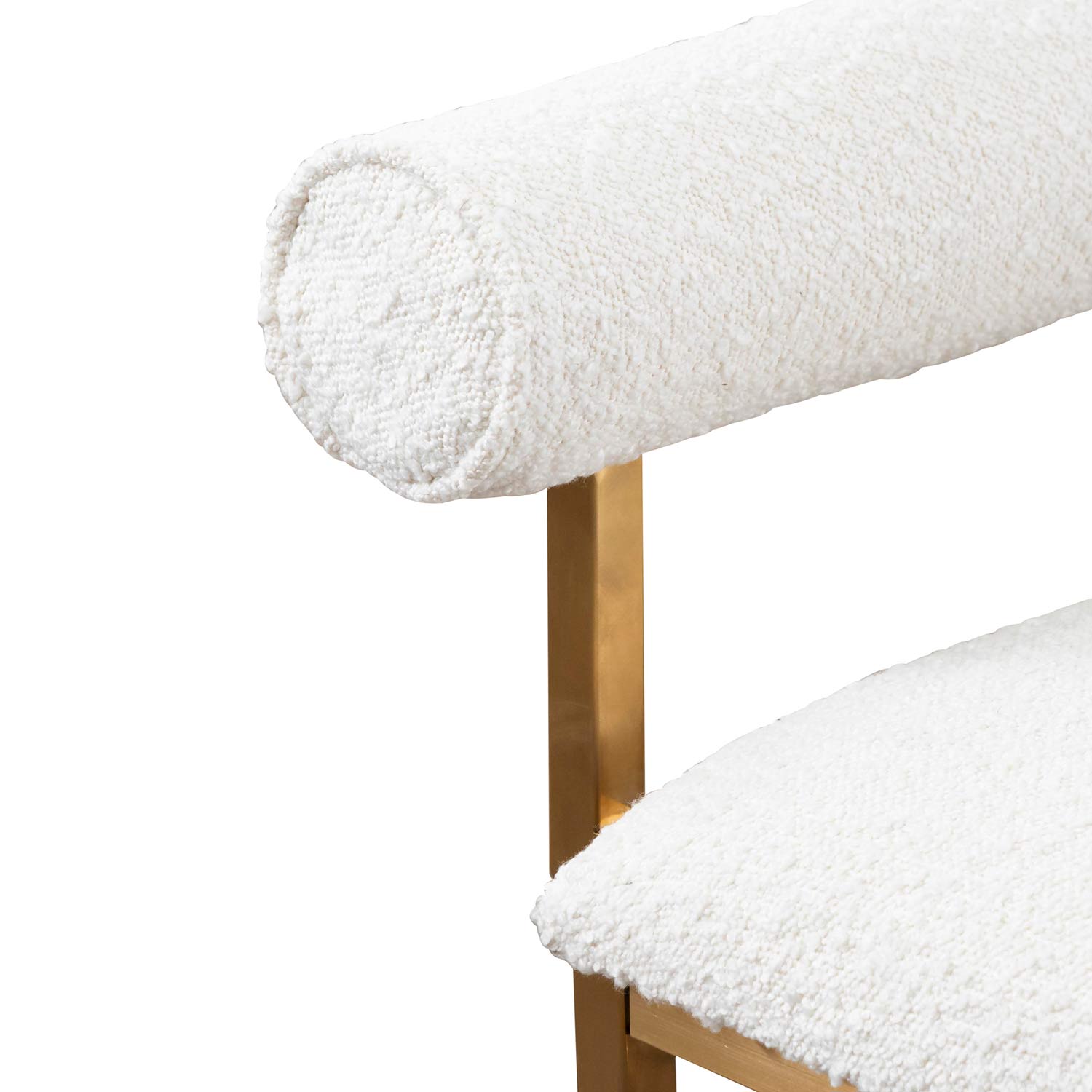 Fiona Ivory White Boucle Bench - Brushed Gold Base - Stool
