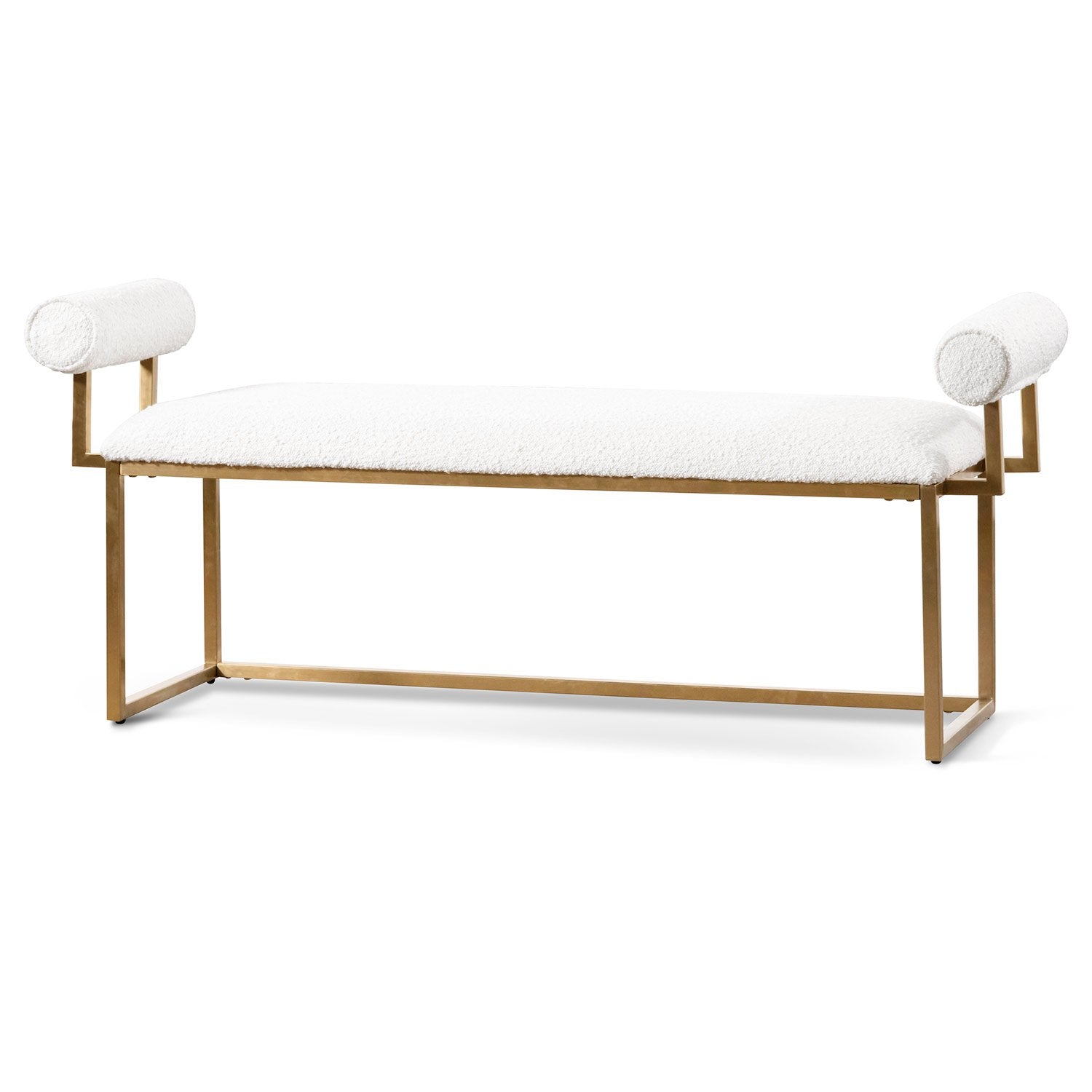 Fiona Ivory White Boucle Bench - Brushed Gold Base - Stool