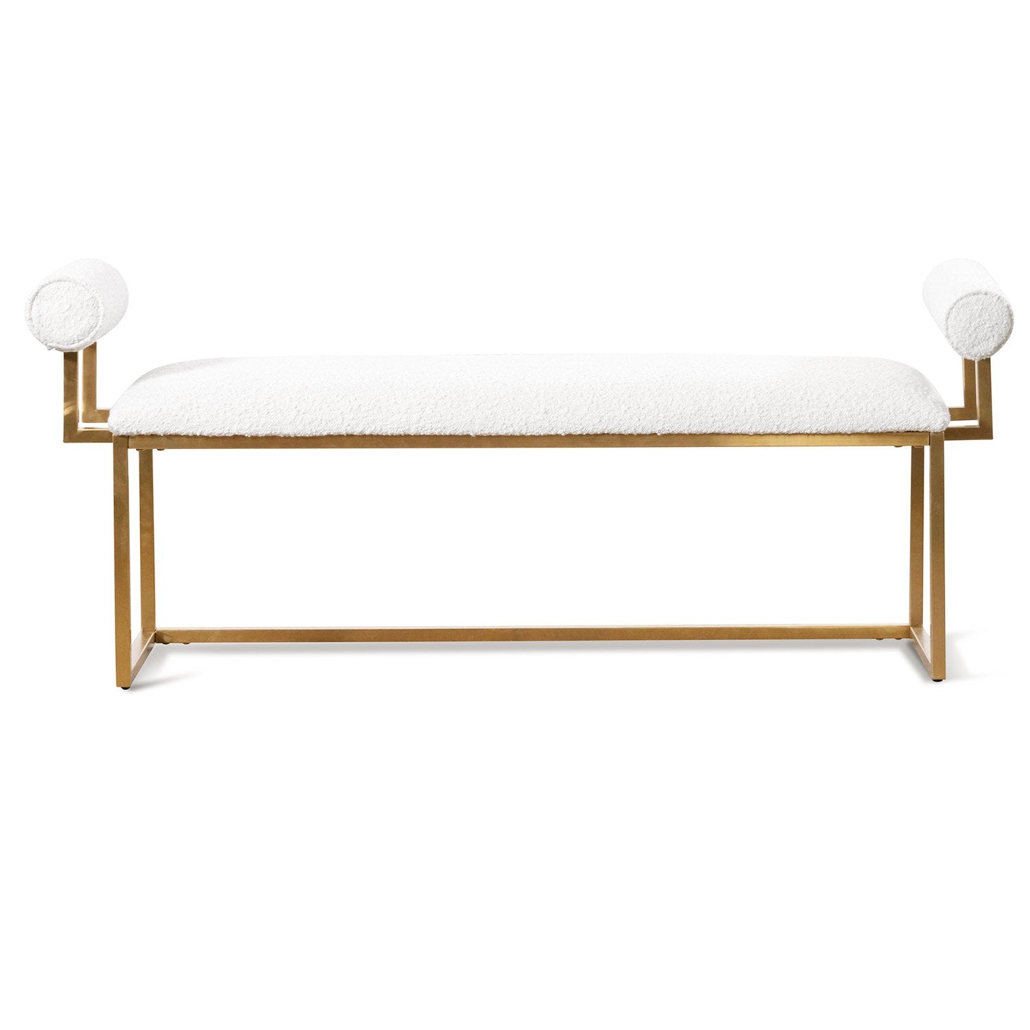 Fiona Ivory White Boucle Bench - Brushed Gold Base - Stool