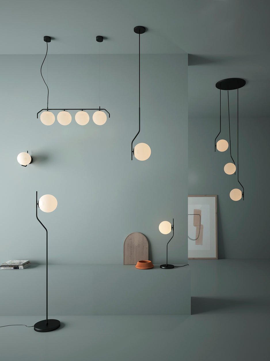 Floor Lamp Maui / Opal Glass & Metal - Floor Lamps