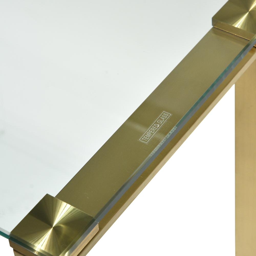Fumio Glass Console Table - Brushed Gold Base - Console