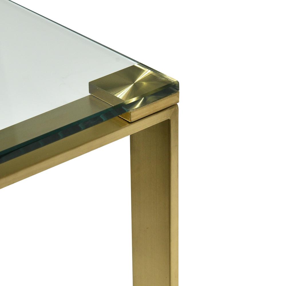 Fumio Glass Console Table - Brushed Gold Base - Console