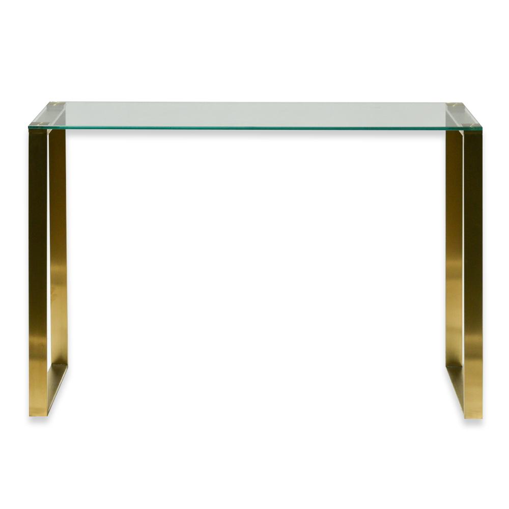 Fumio Glass Console Table - Brushed Gold Base - Console