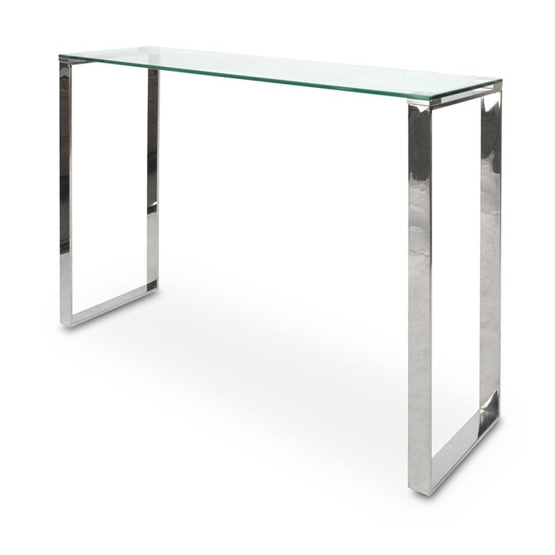 Fumio Glass Console Table - Stainless Steel - Console