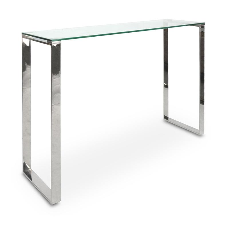 Fumio Glass Console Table - Stainless Steel - Console