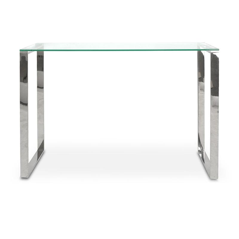 Fumio Glass Console Table - Stainless Steel - Console